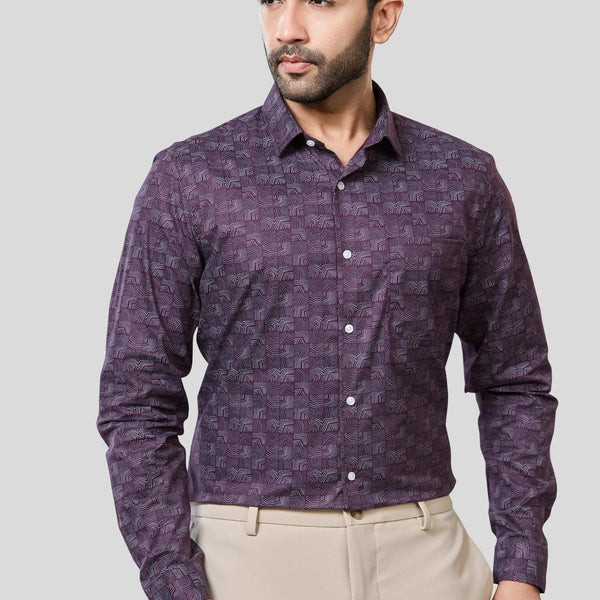 Jonesburg Men's Printed Slim Fit Formal Shirt