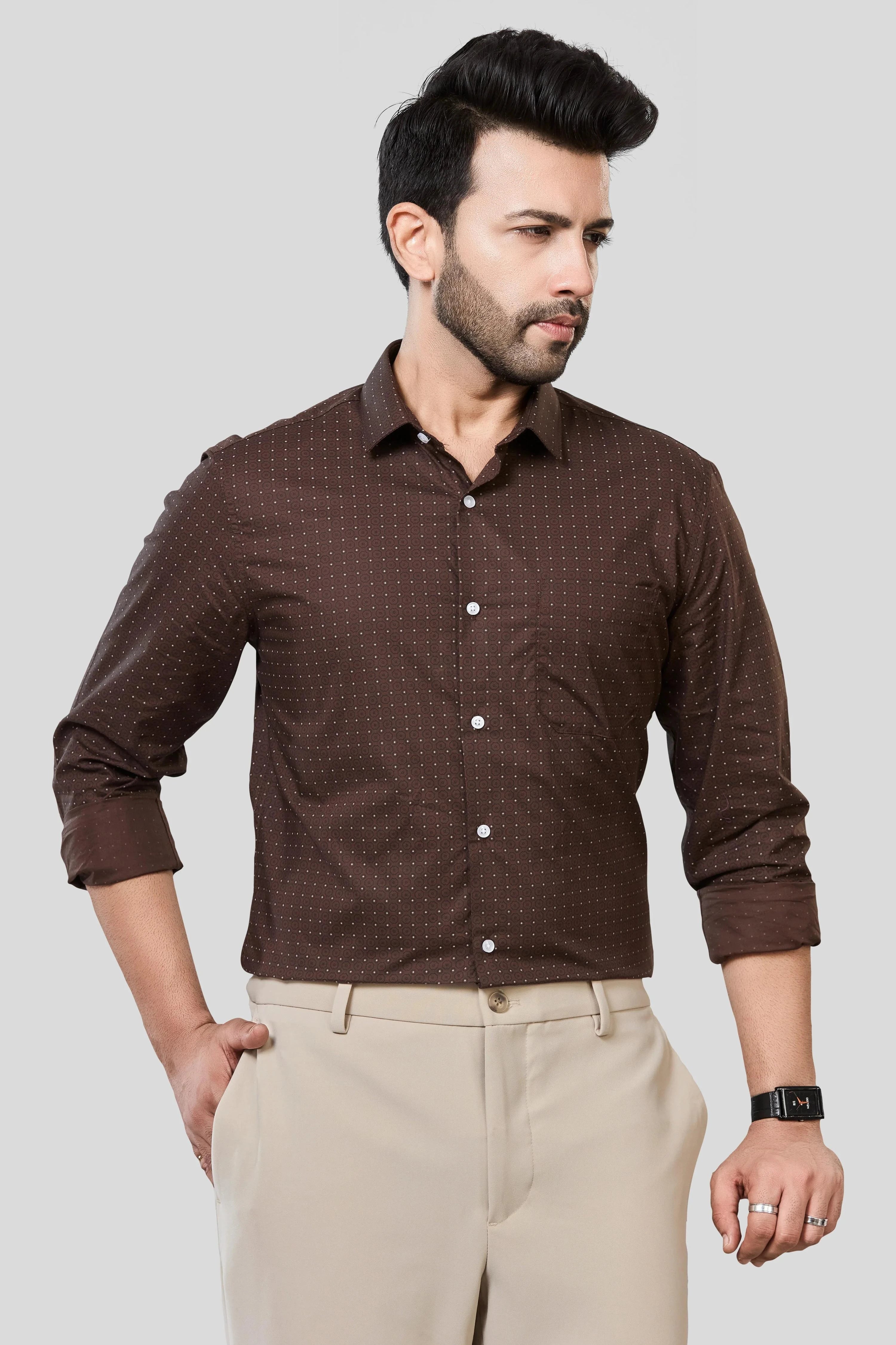 Jonesburg Men's Printed Slim Fit Formal Shirt