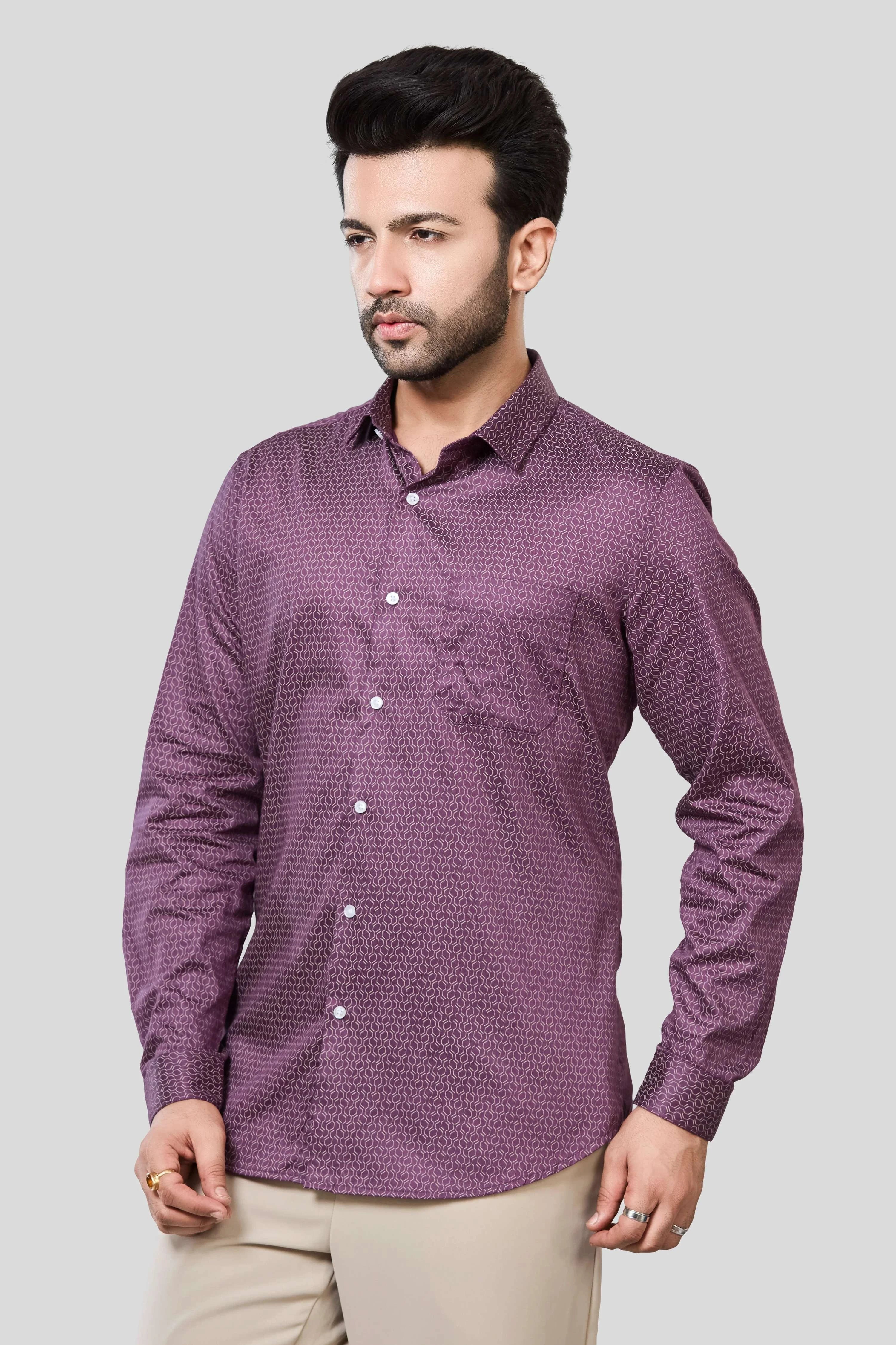 Jonesburg Men's Printed Slim Fit Formal Shirt