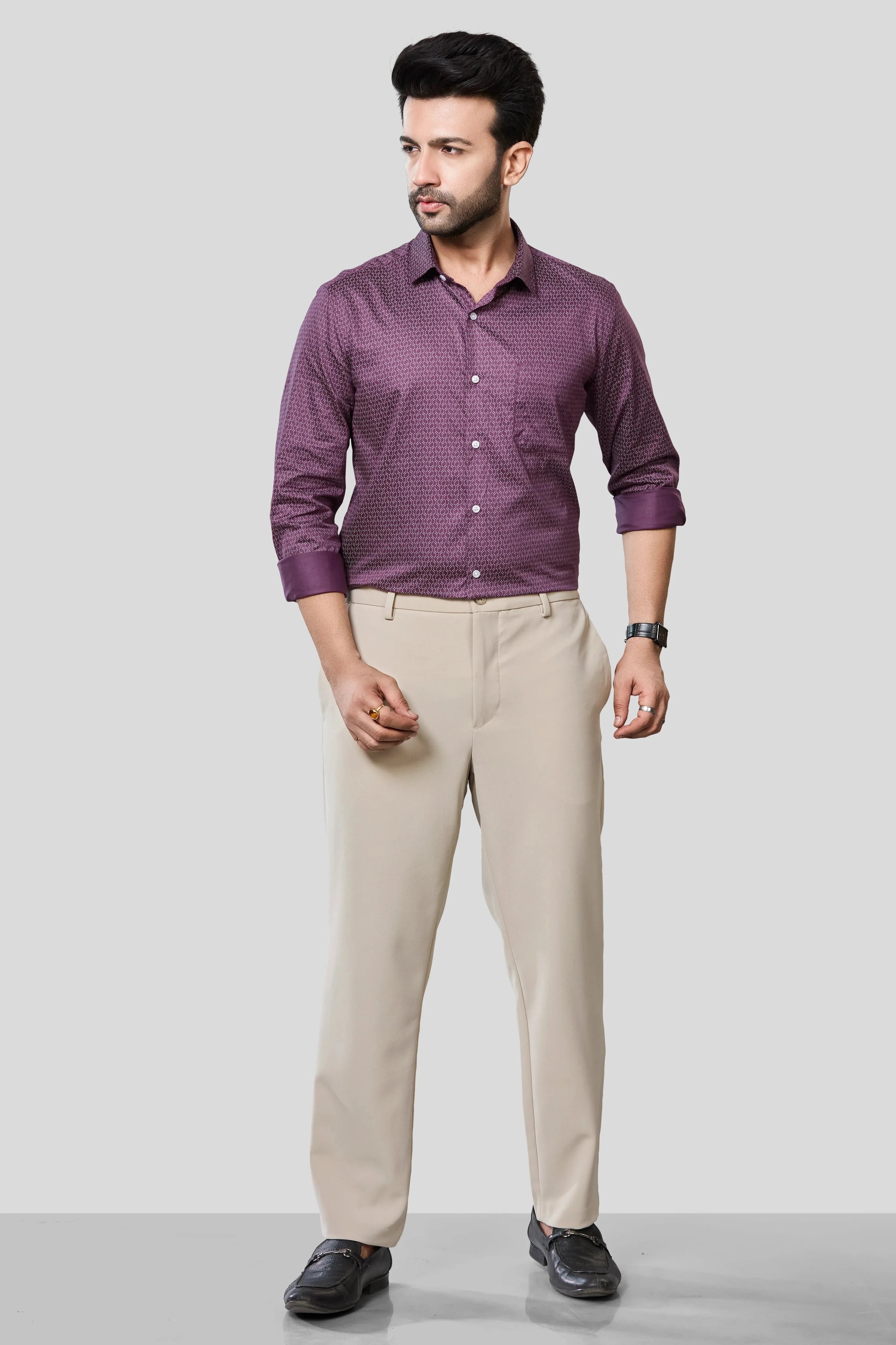 Jonesburg Men's Printed Slim Fit Formal Shirt