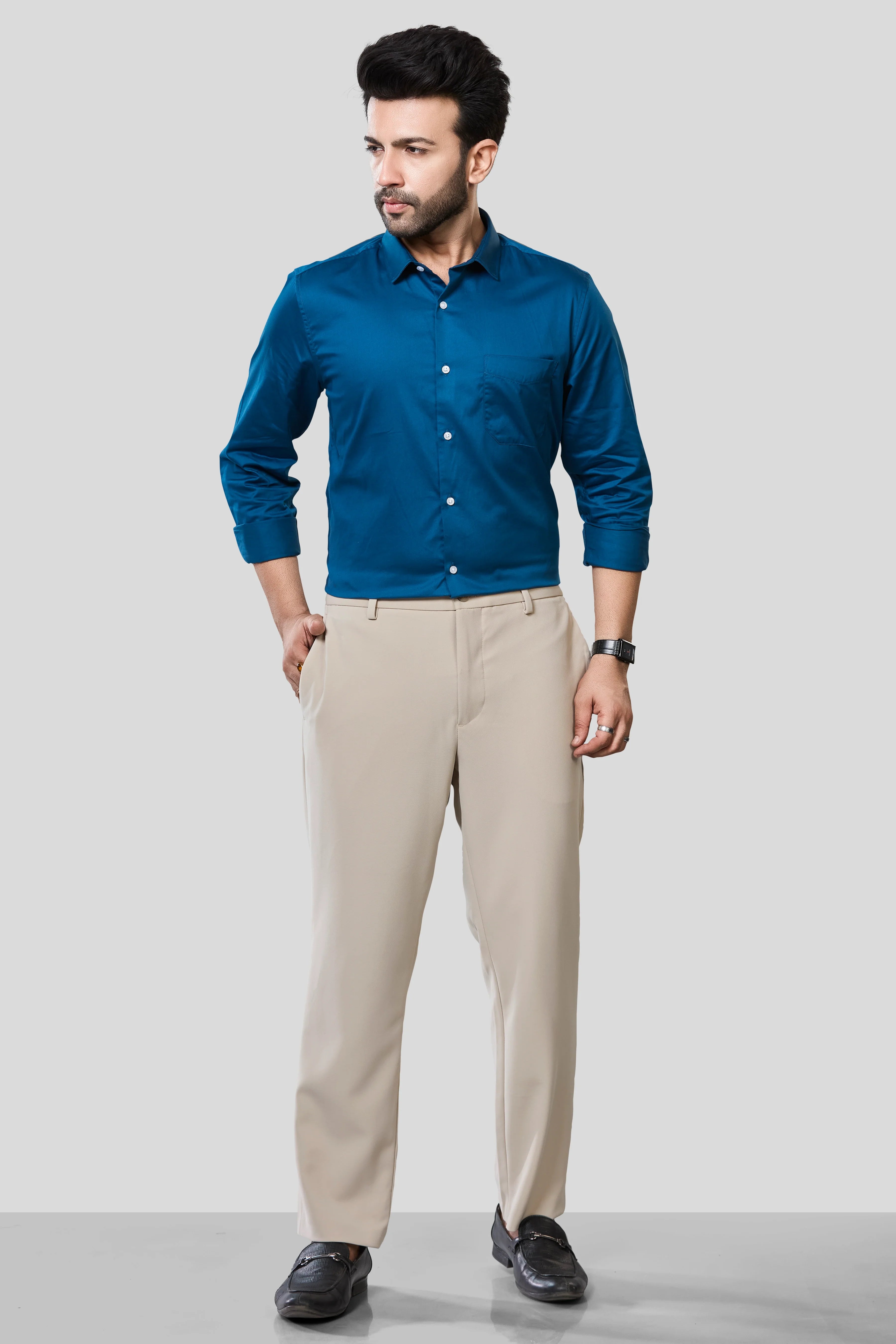 Jonesburg Men's Solid Slim Fit Formal Shirt