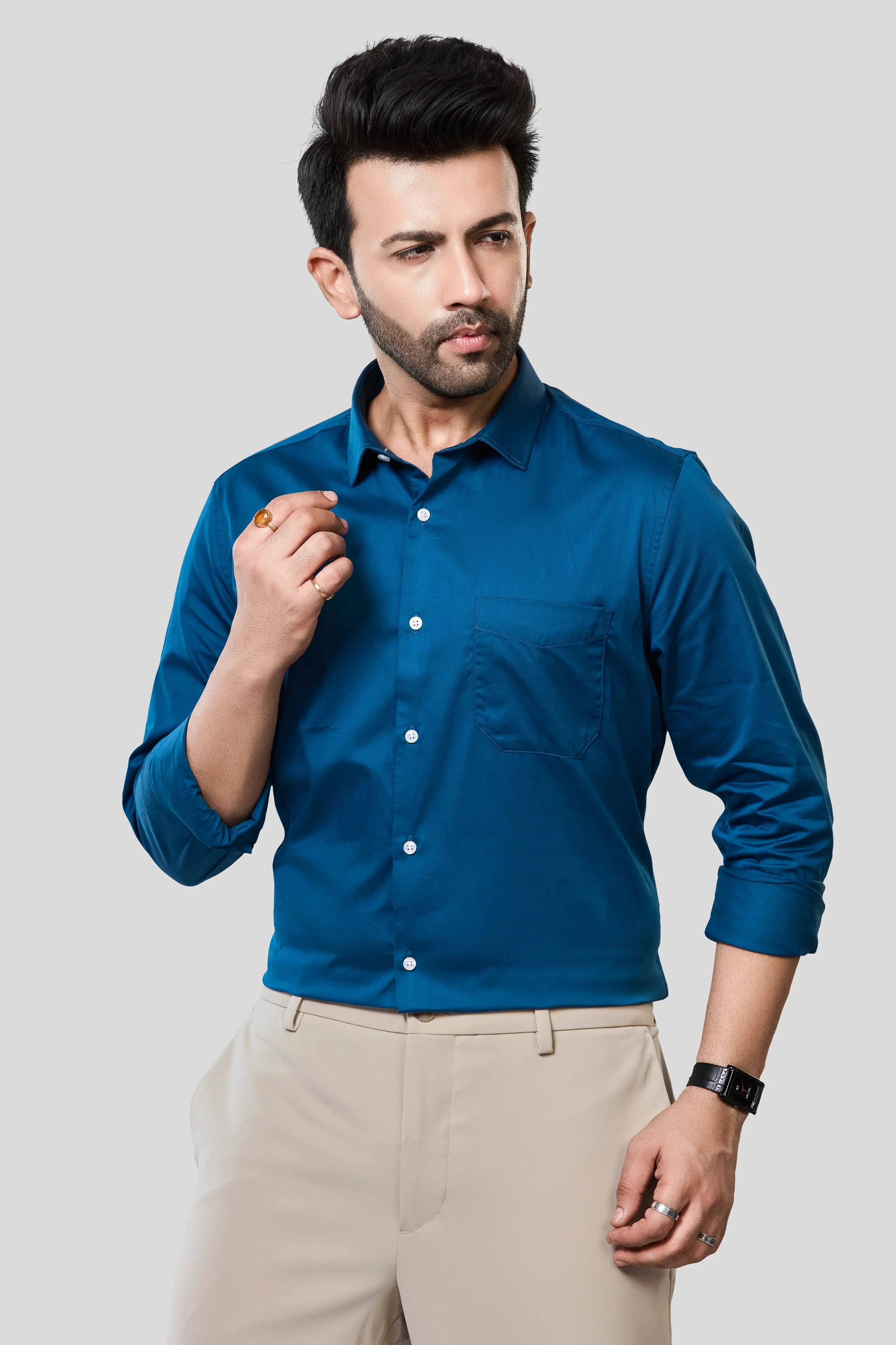 Jonesburg Men's Solid Slim Fit Formal Shirt