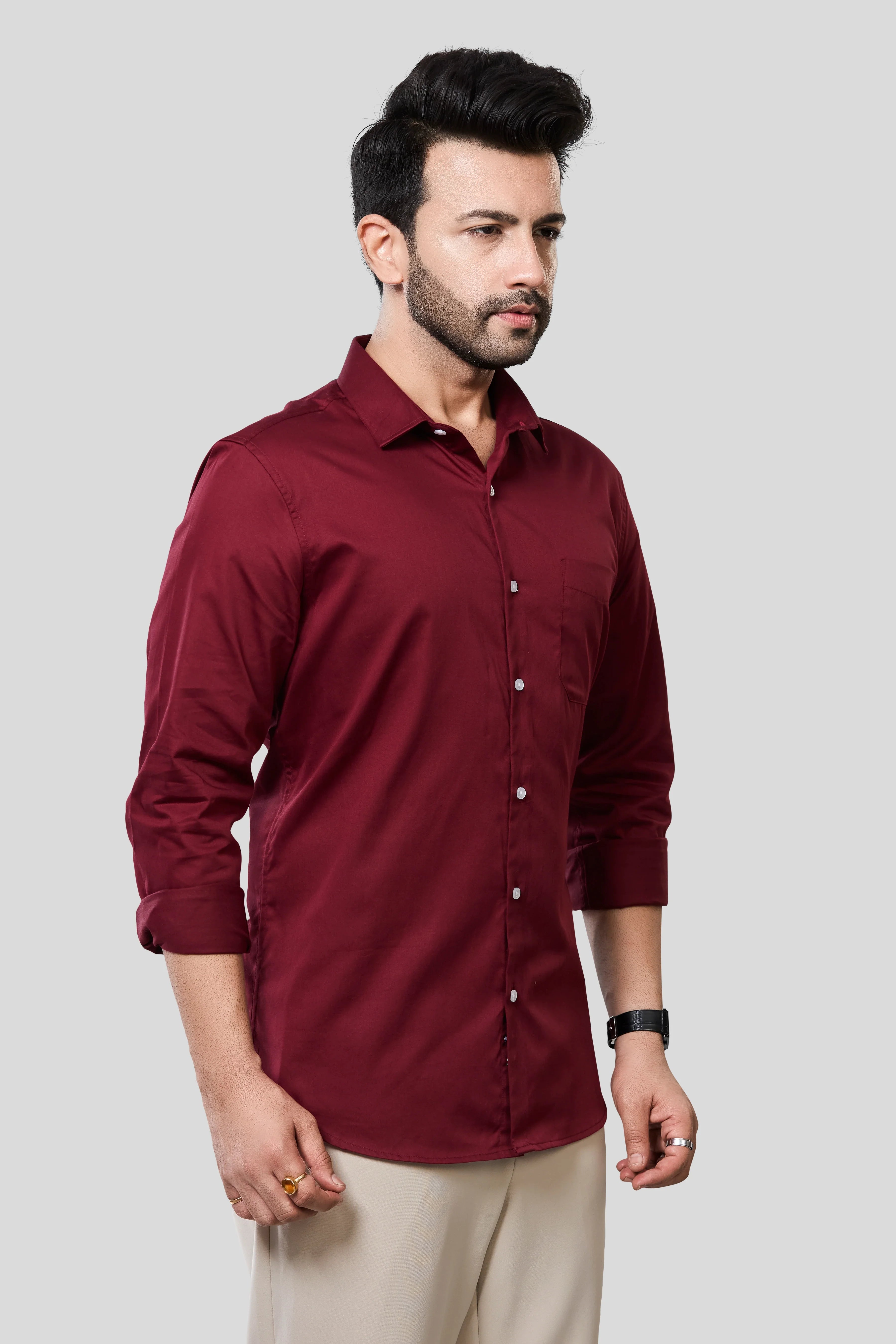 Jonesburg Men's Solid Slim Fit Formal Shirt