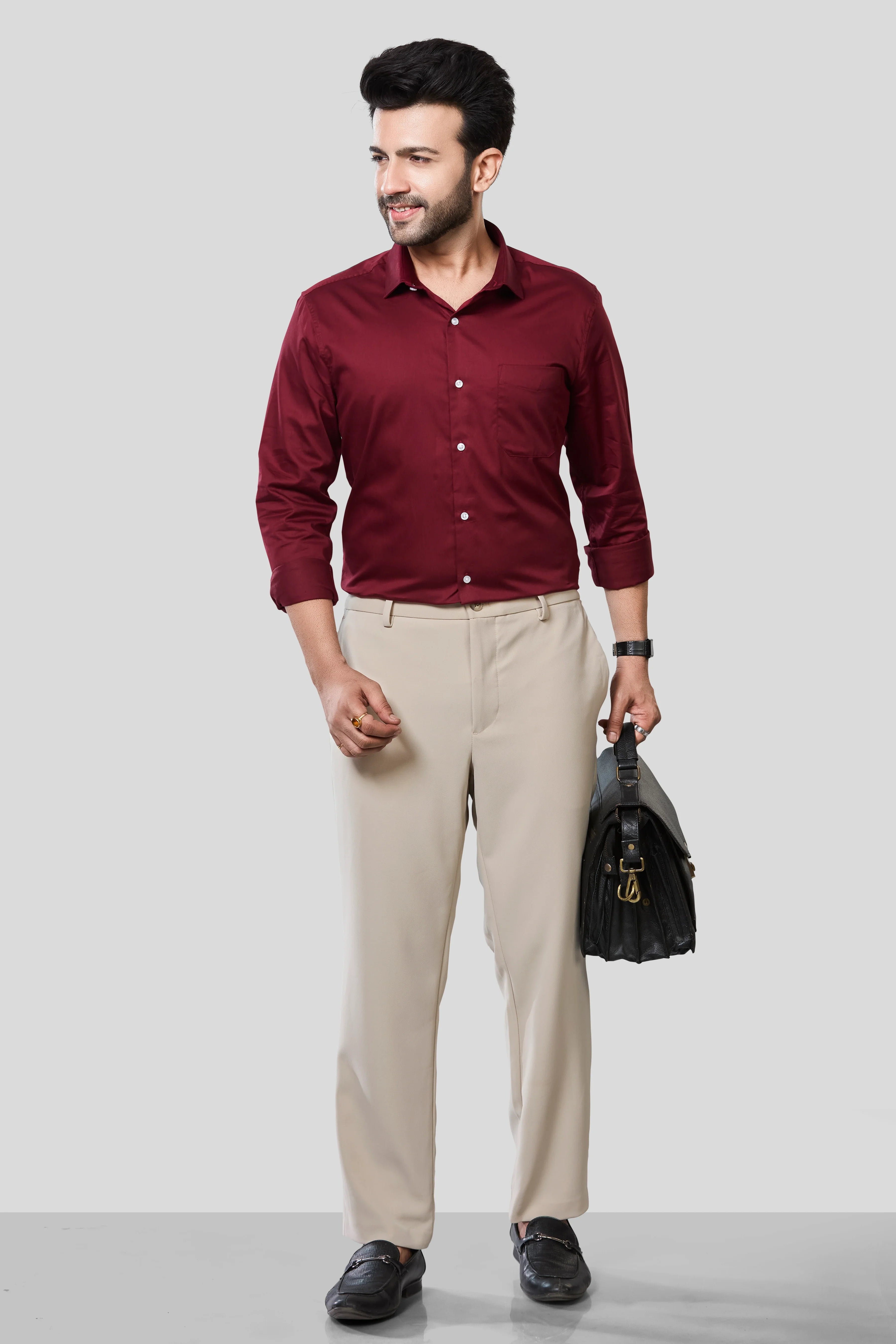 Jonesburg Men's Solid Slim Fit Formal Shirt