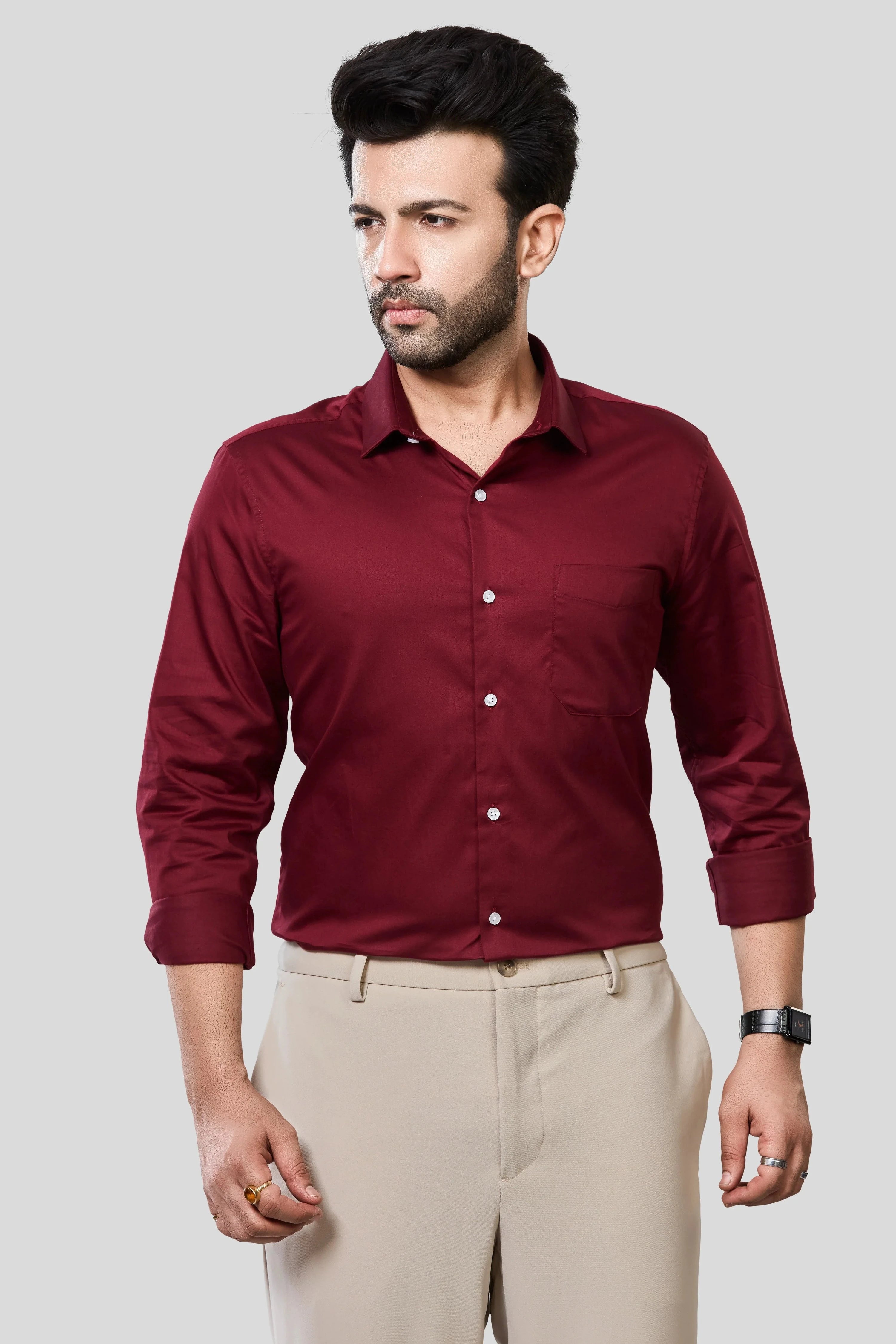 Jonesburg Men's Solid Slim Fit Formal Shirt