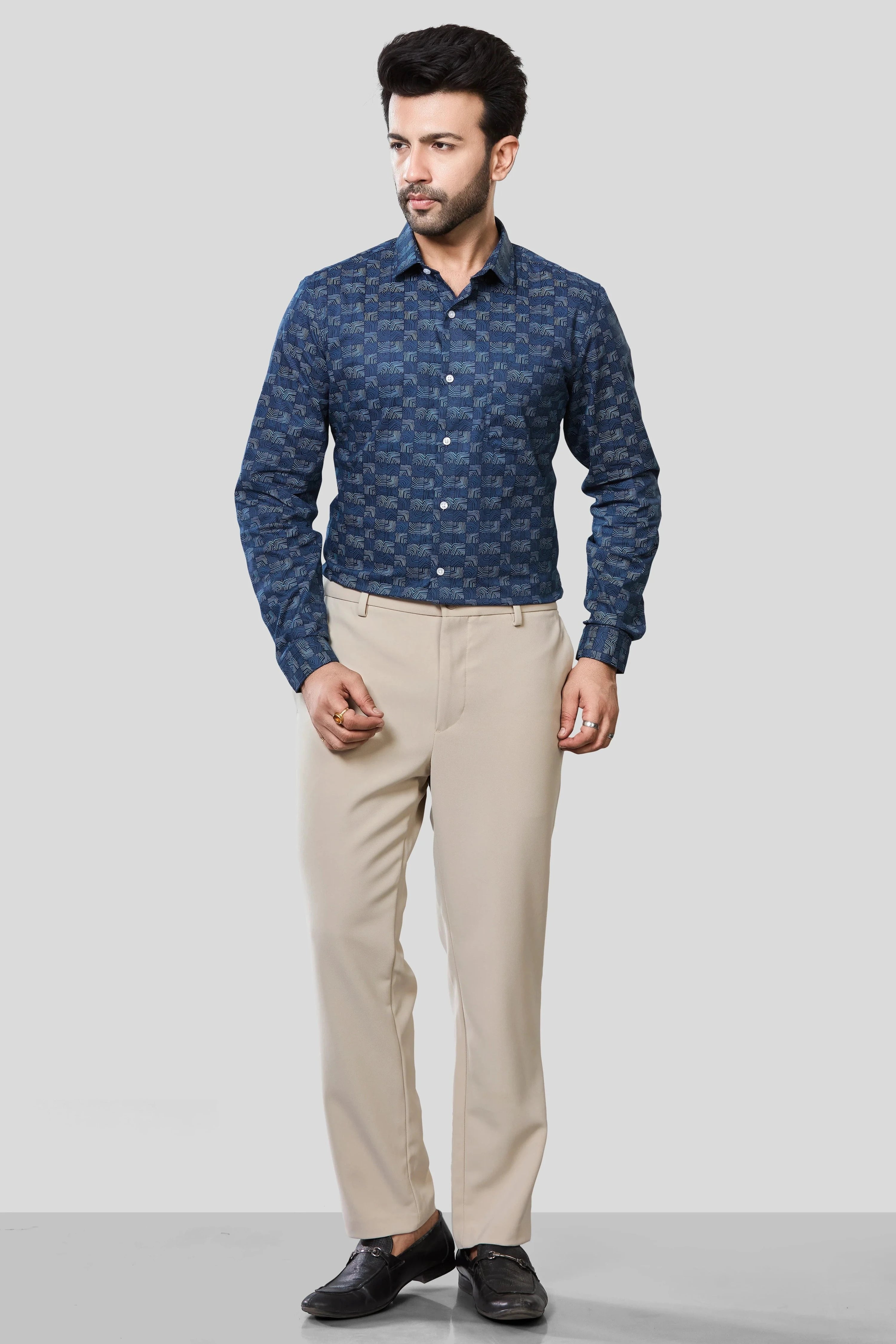 Jonesburg Men's Printed Slim Fit Formal Shirt