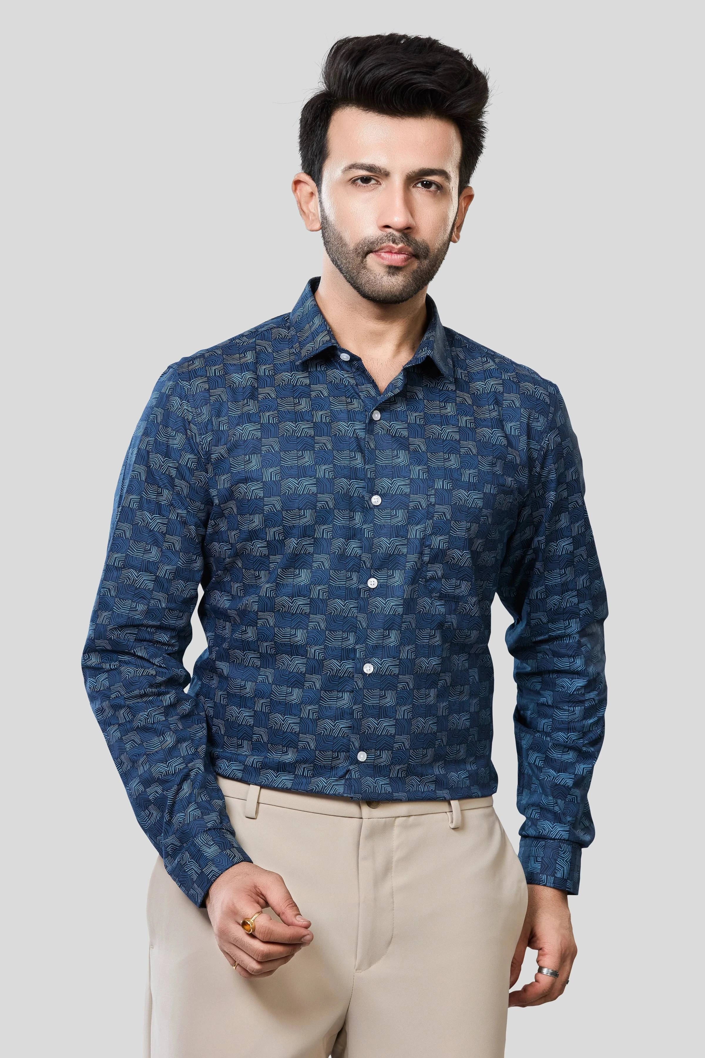 Jonesburg Men's Printed Slim Fit Formal Shirt