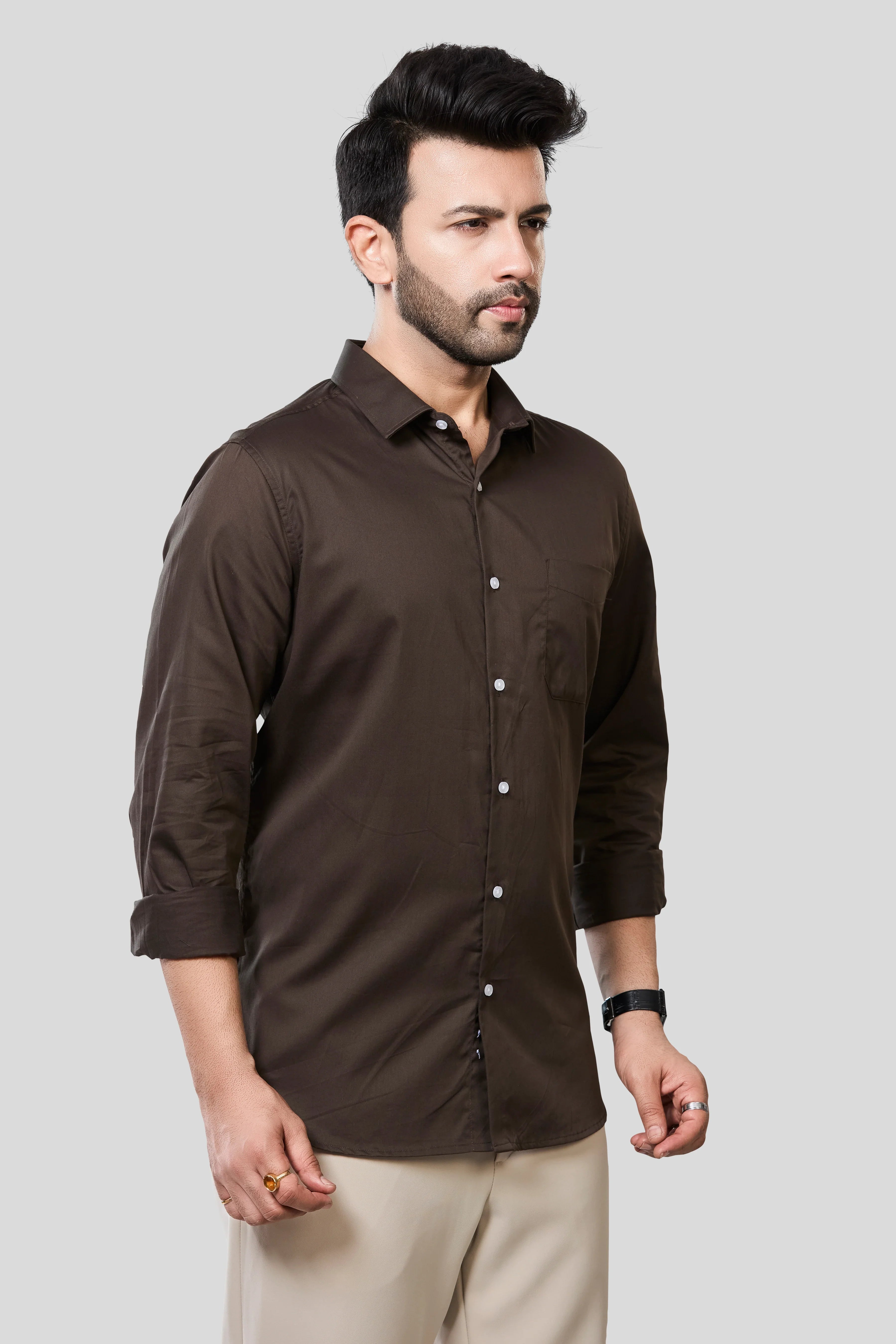 Jonesburg Men's Solid Slim Fit Formal Shirt