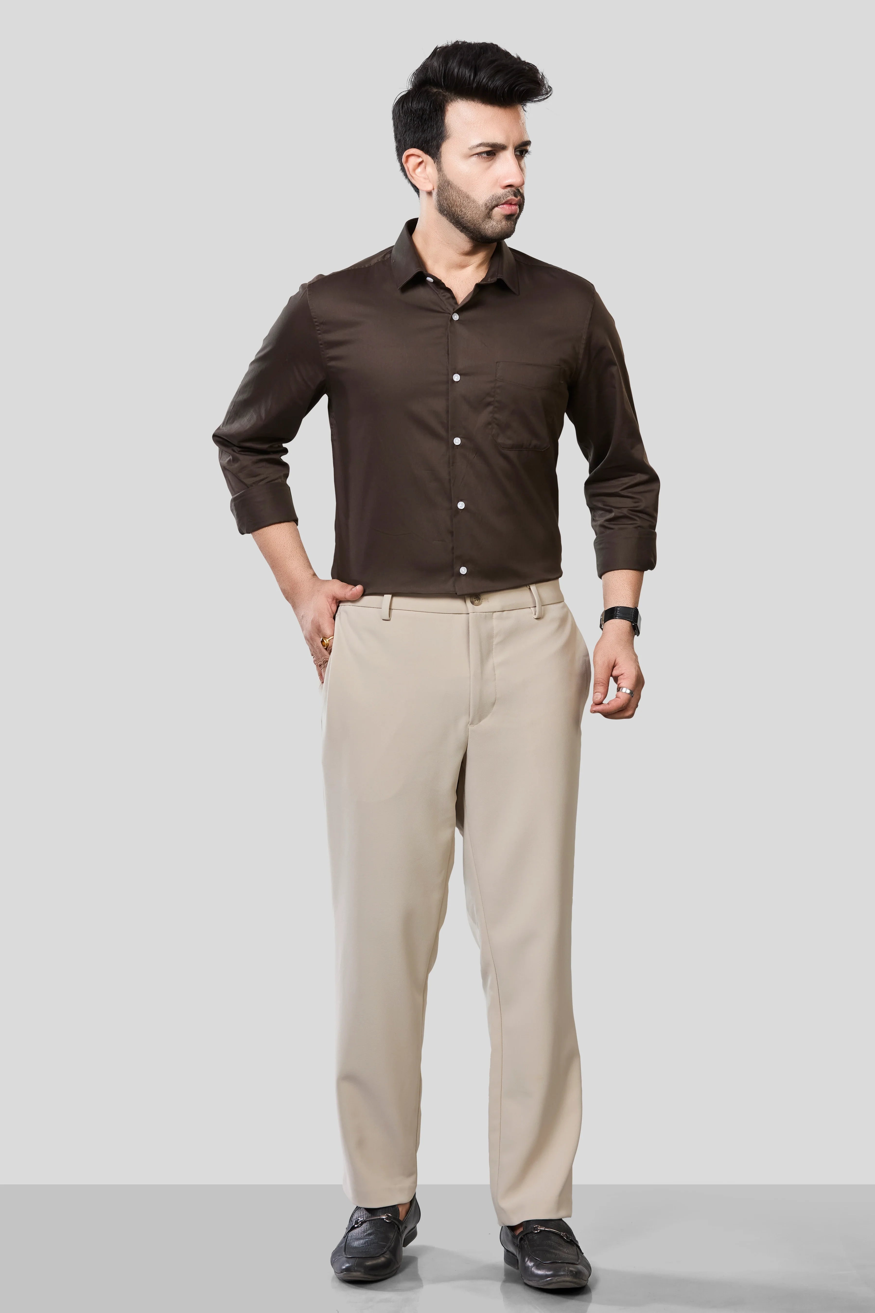 Jonesburg Men's Solid Slim Fit Formal Shirt