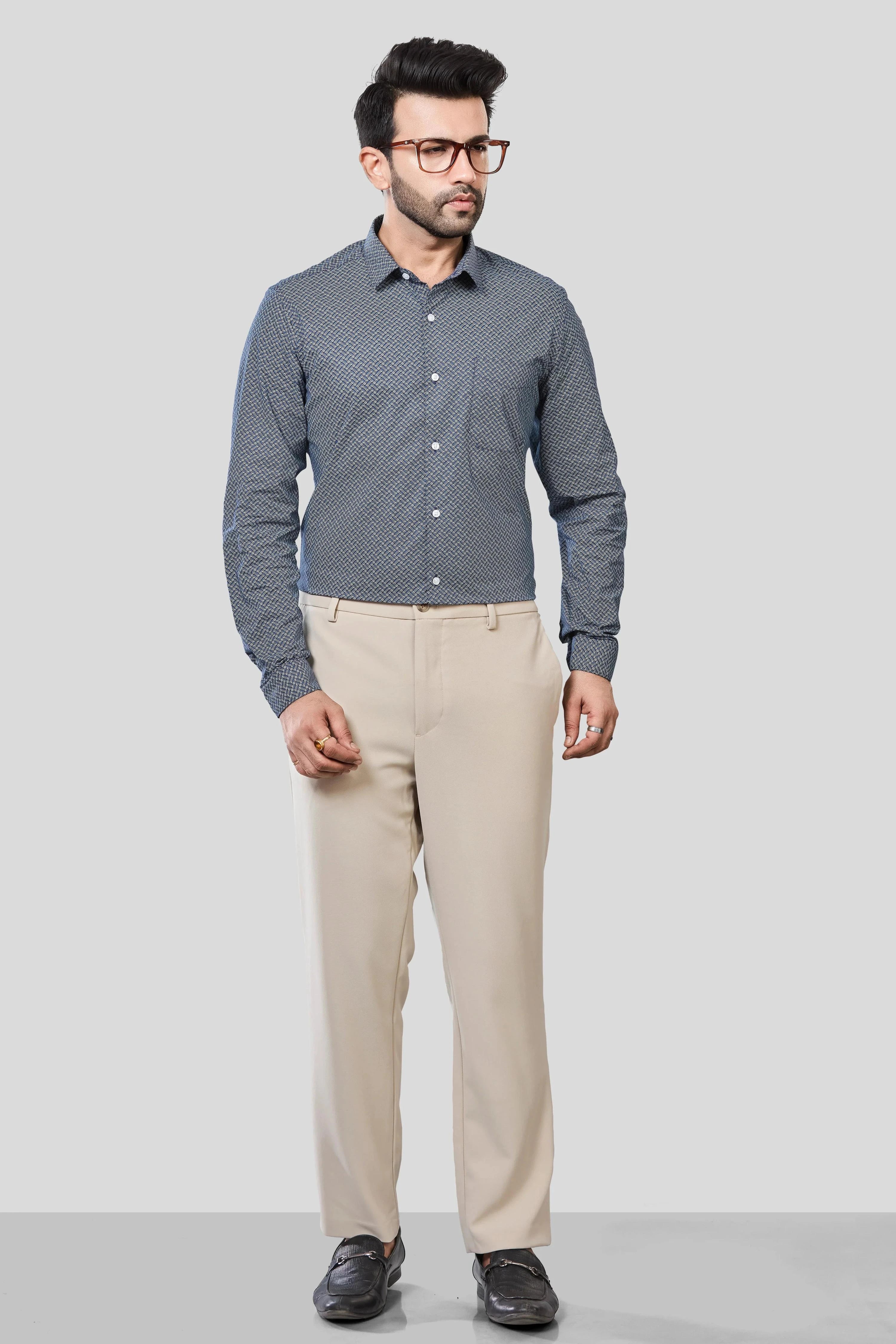 Jonesburg Men's Printed Slim Fit Formal Shirt