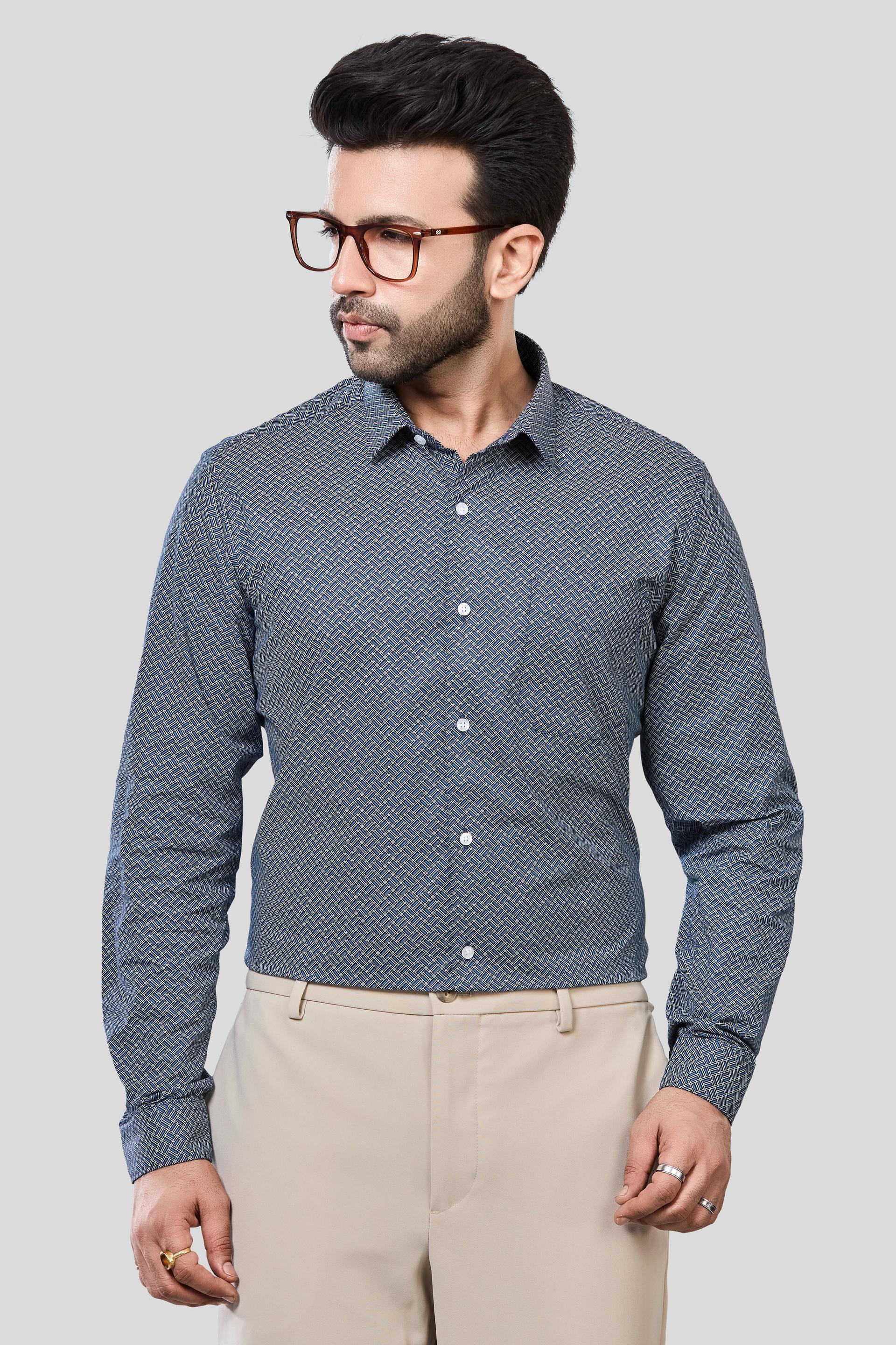 Jonesburg Men's Printed Slim Fit Formal Shirt