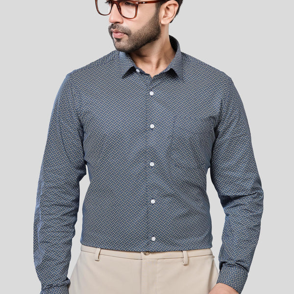 Jonesburg Men's Printed Slim Fit Formal Shirt