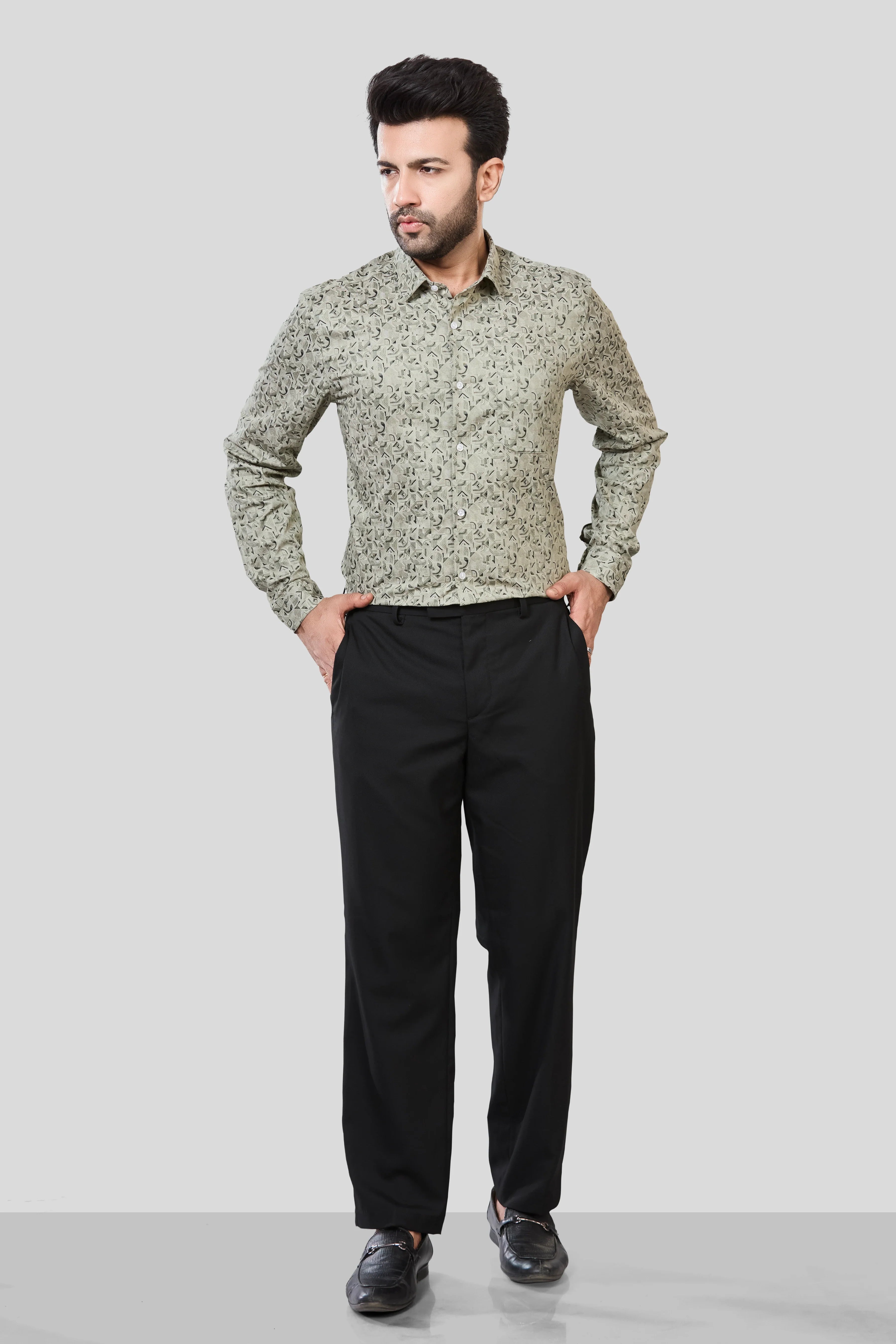 Jonesburg Men's Printed Slim Fit Formal Shirt