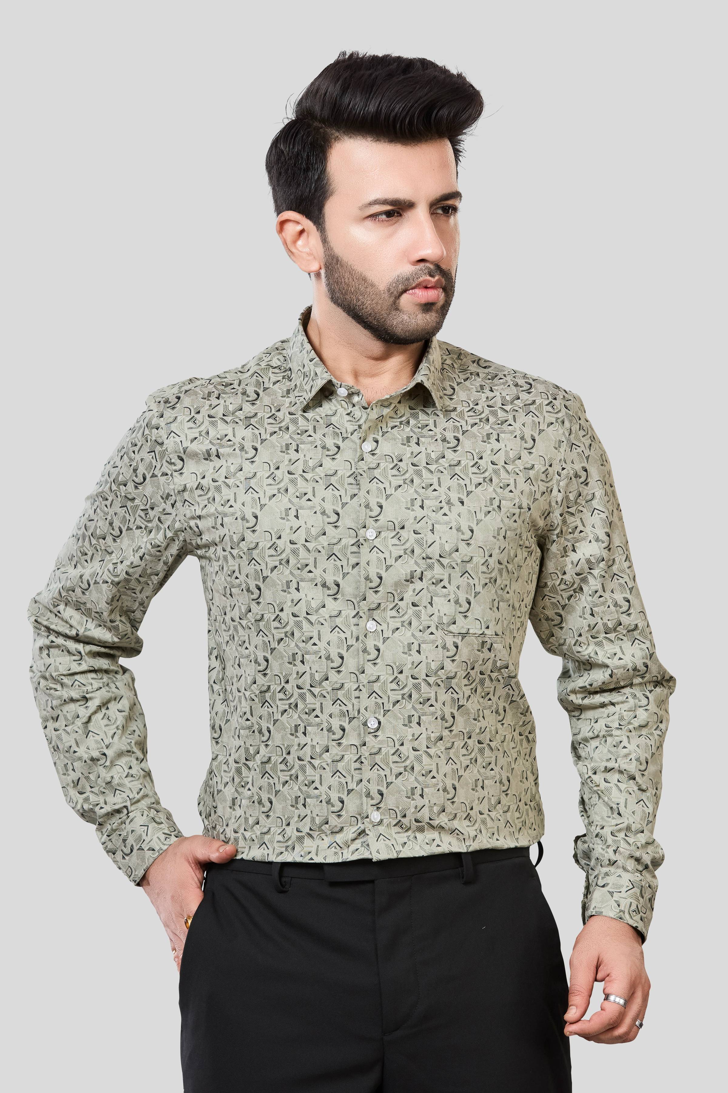 Jonesburg Men's Printed Slim Fit Formal Shirt