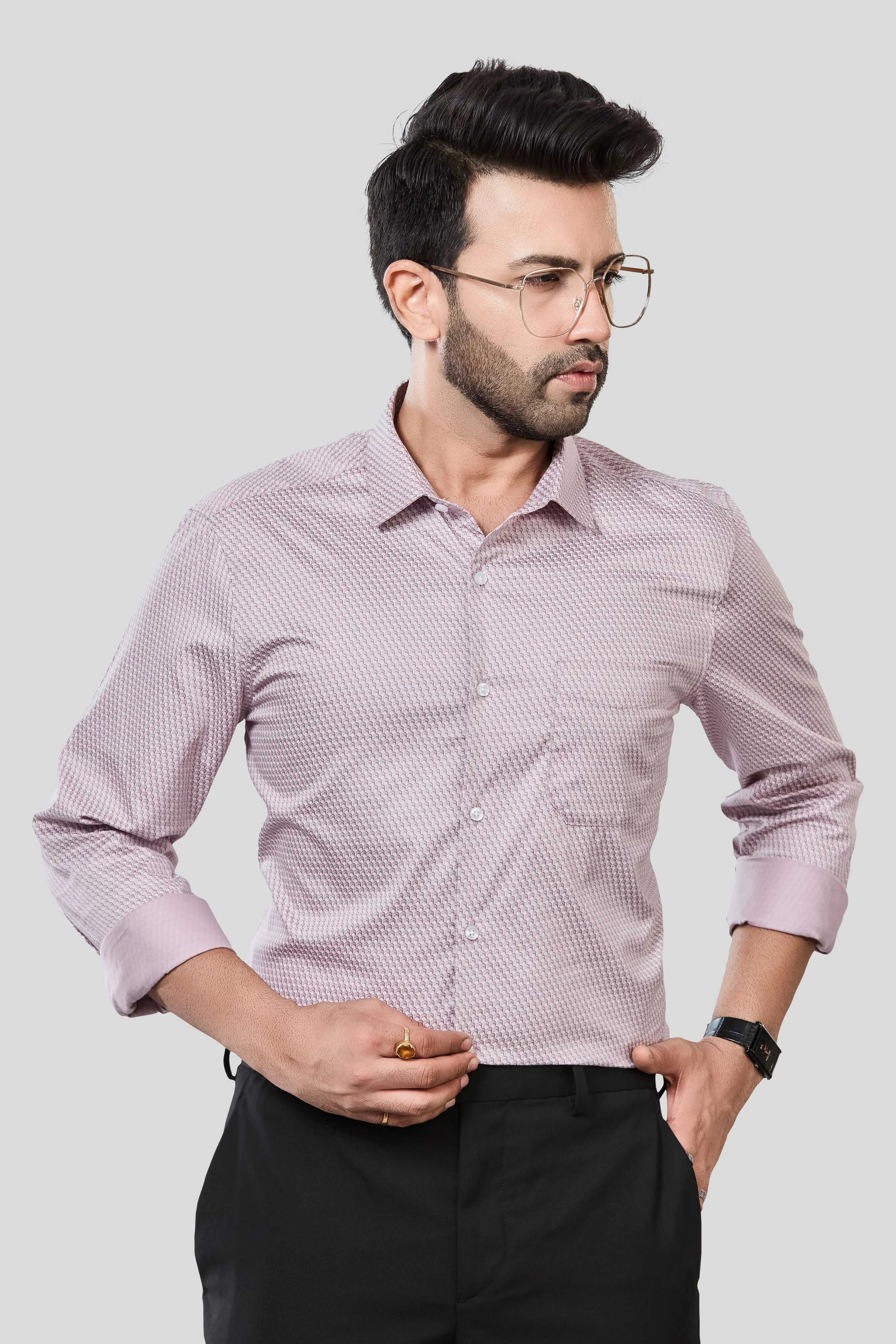 Jonesburg Men's Printed Slim Fit Formal Shirt