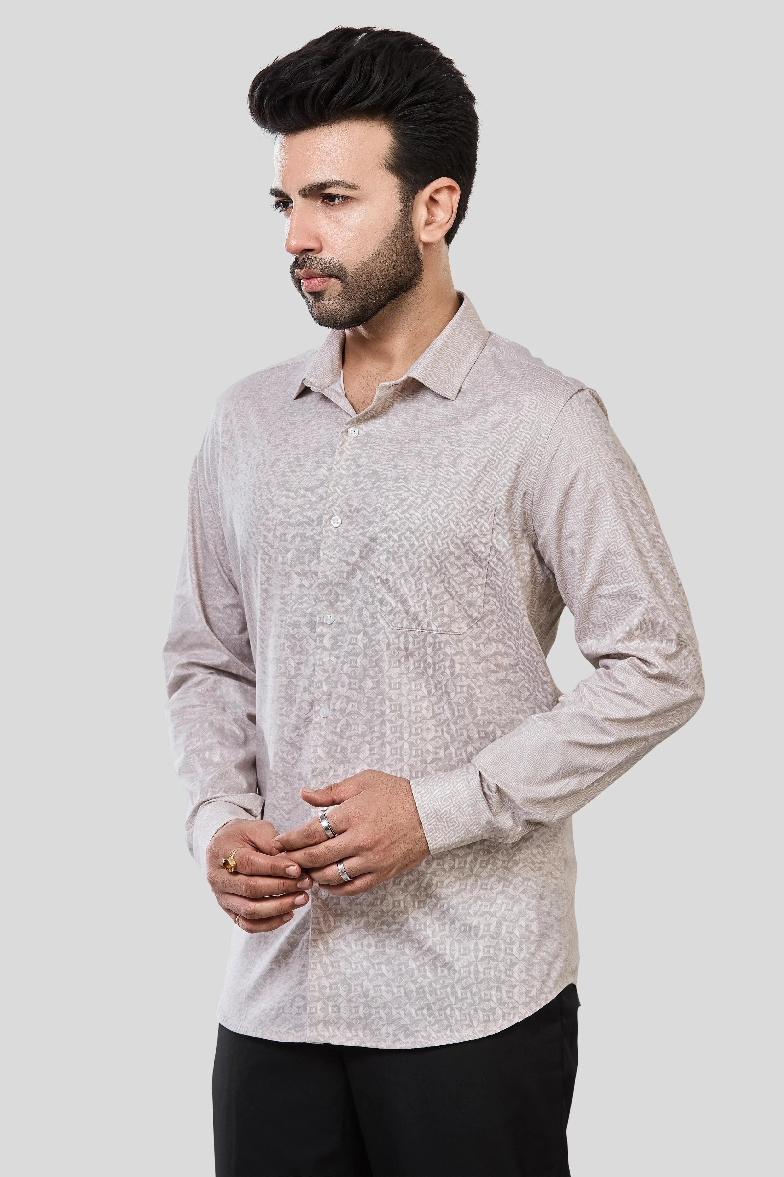 Jonesburg Men's Printed Slim Fit Formal Shirt