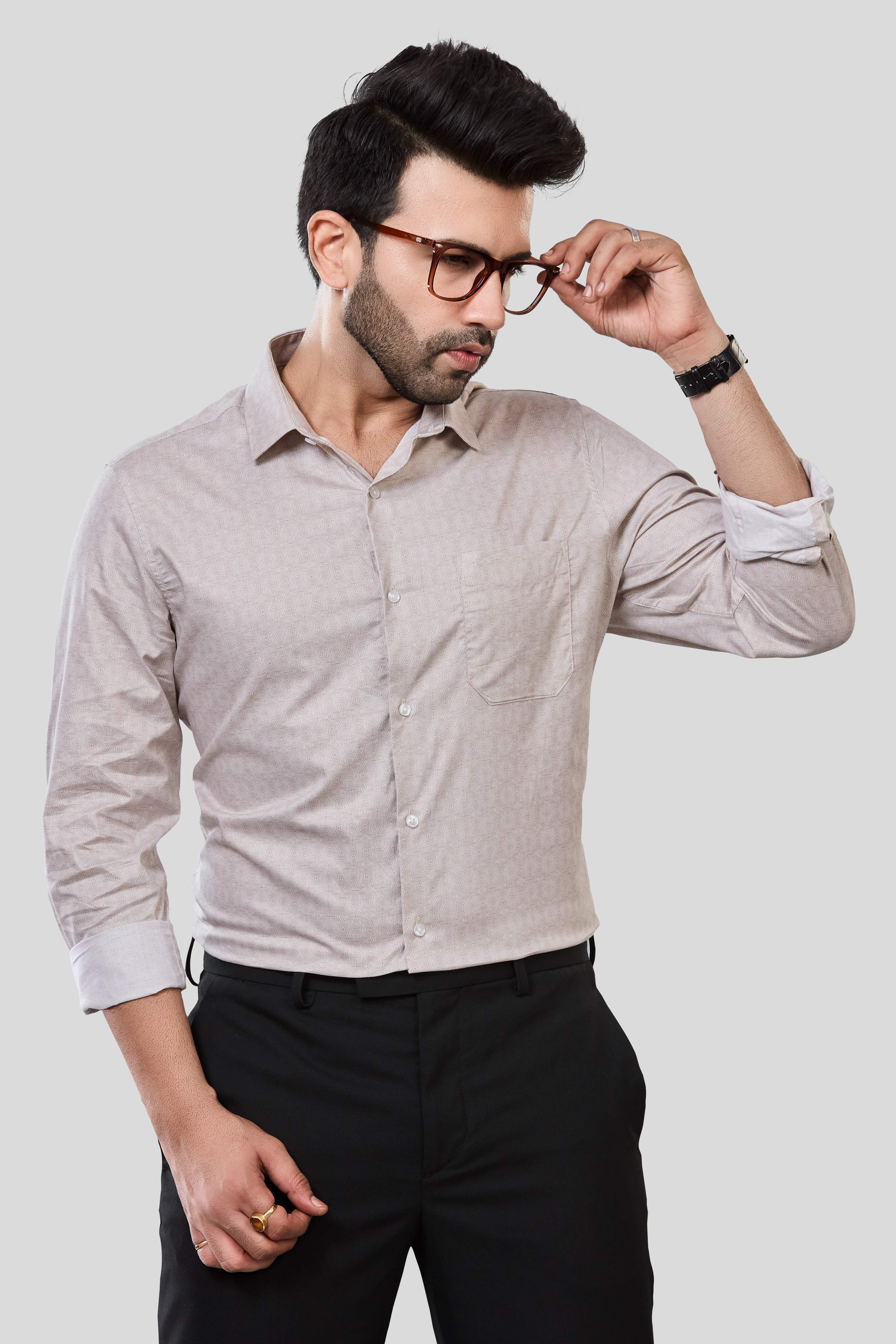 Jonesburg Men's Printed Slim Fit Formal Shirt - Distacart