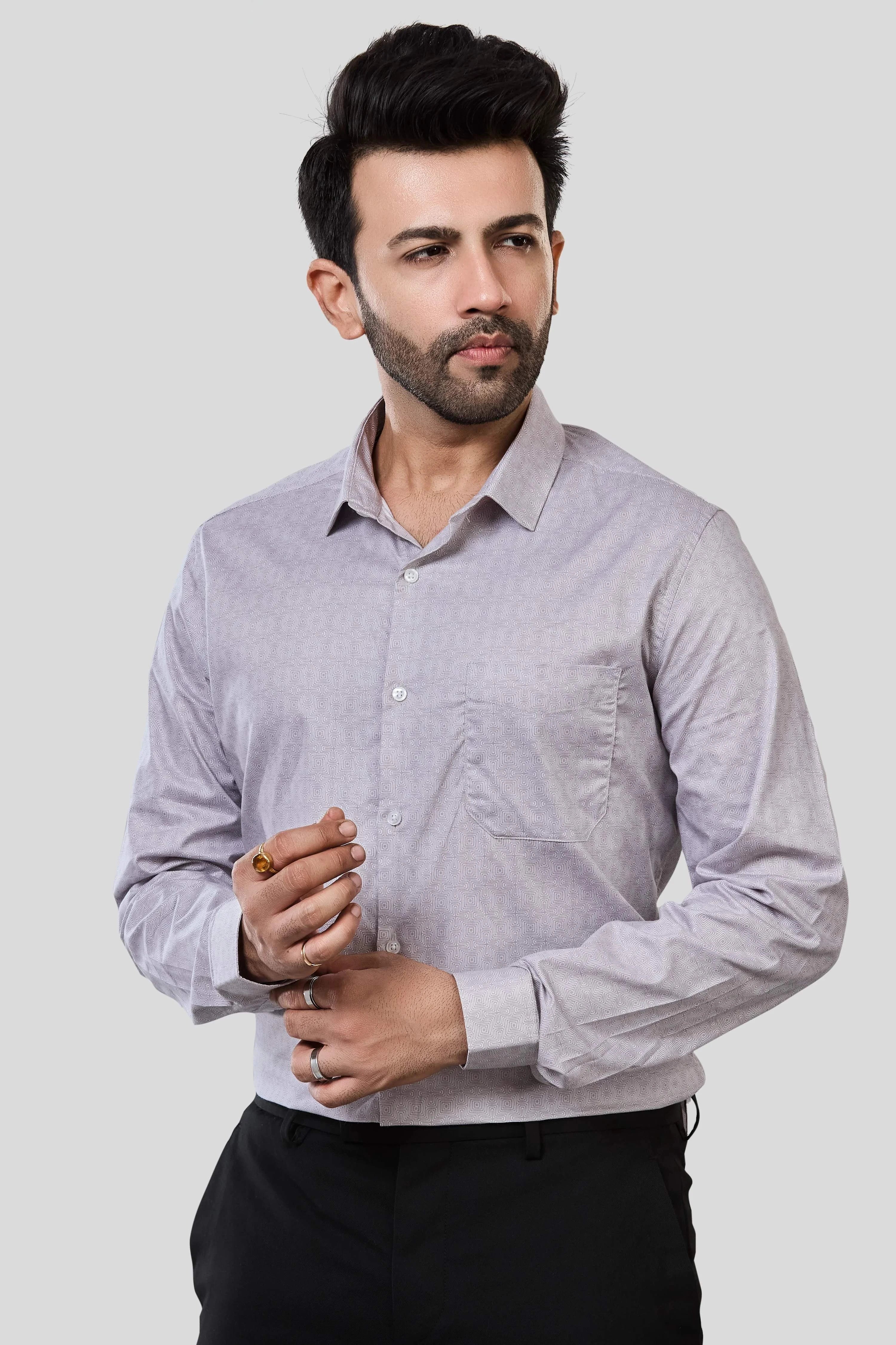 Jonesburg Men's Printed Slim Fit Formal Shirt