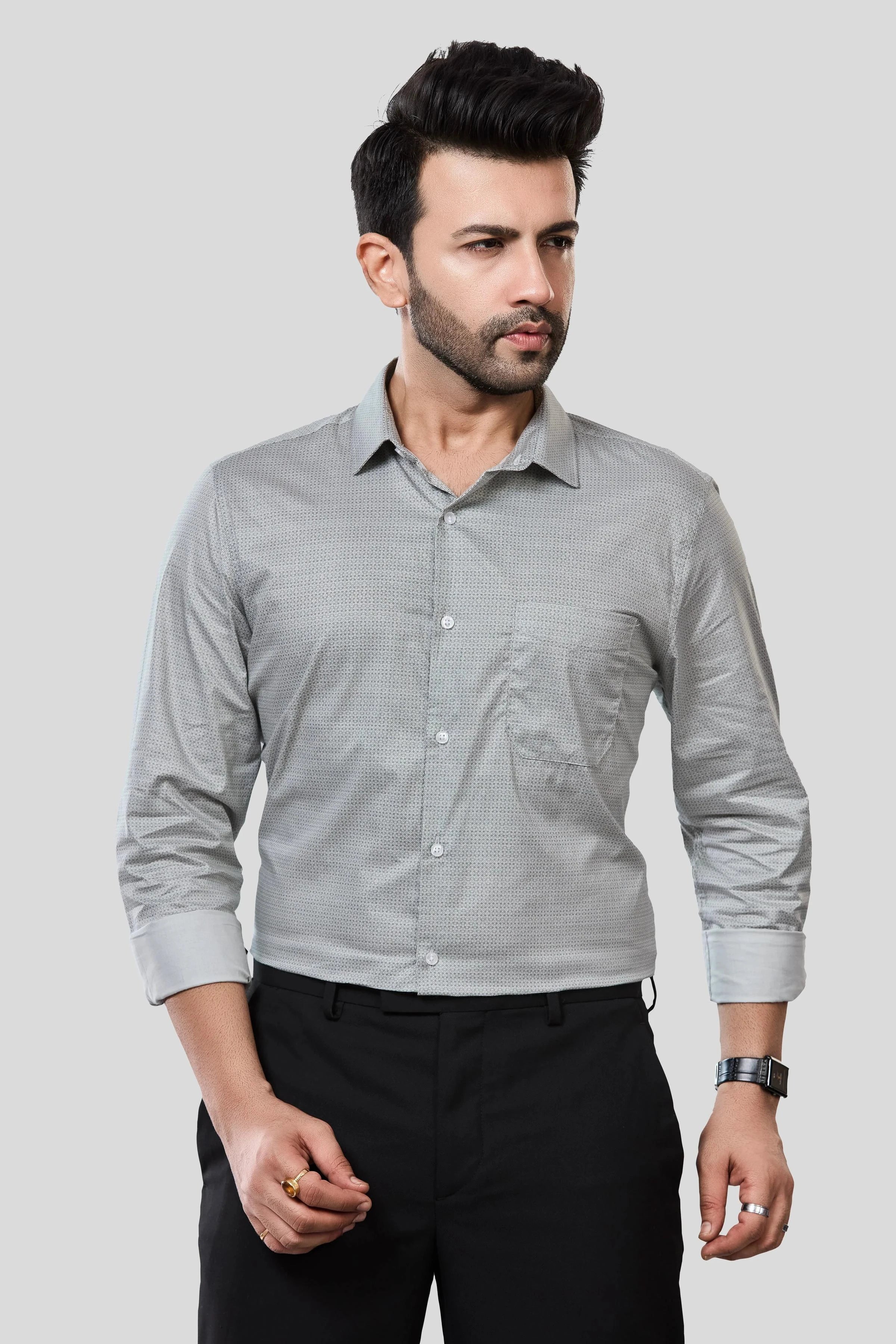 Jonesburg Men's Printed Slim Fit Formal Shirt