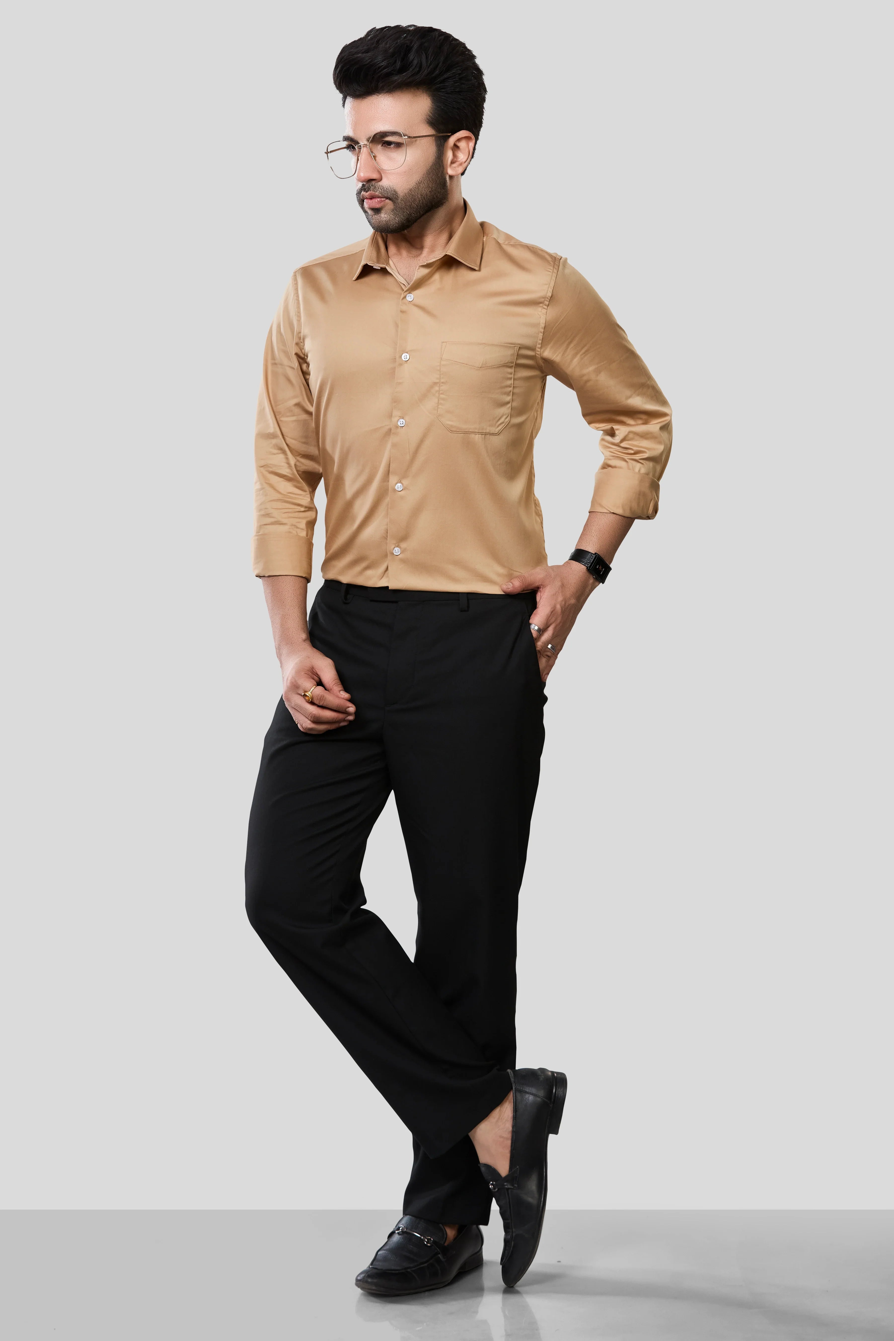 Jonesburg Men's Solid Slim Fit Formal Shirt