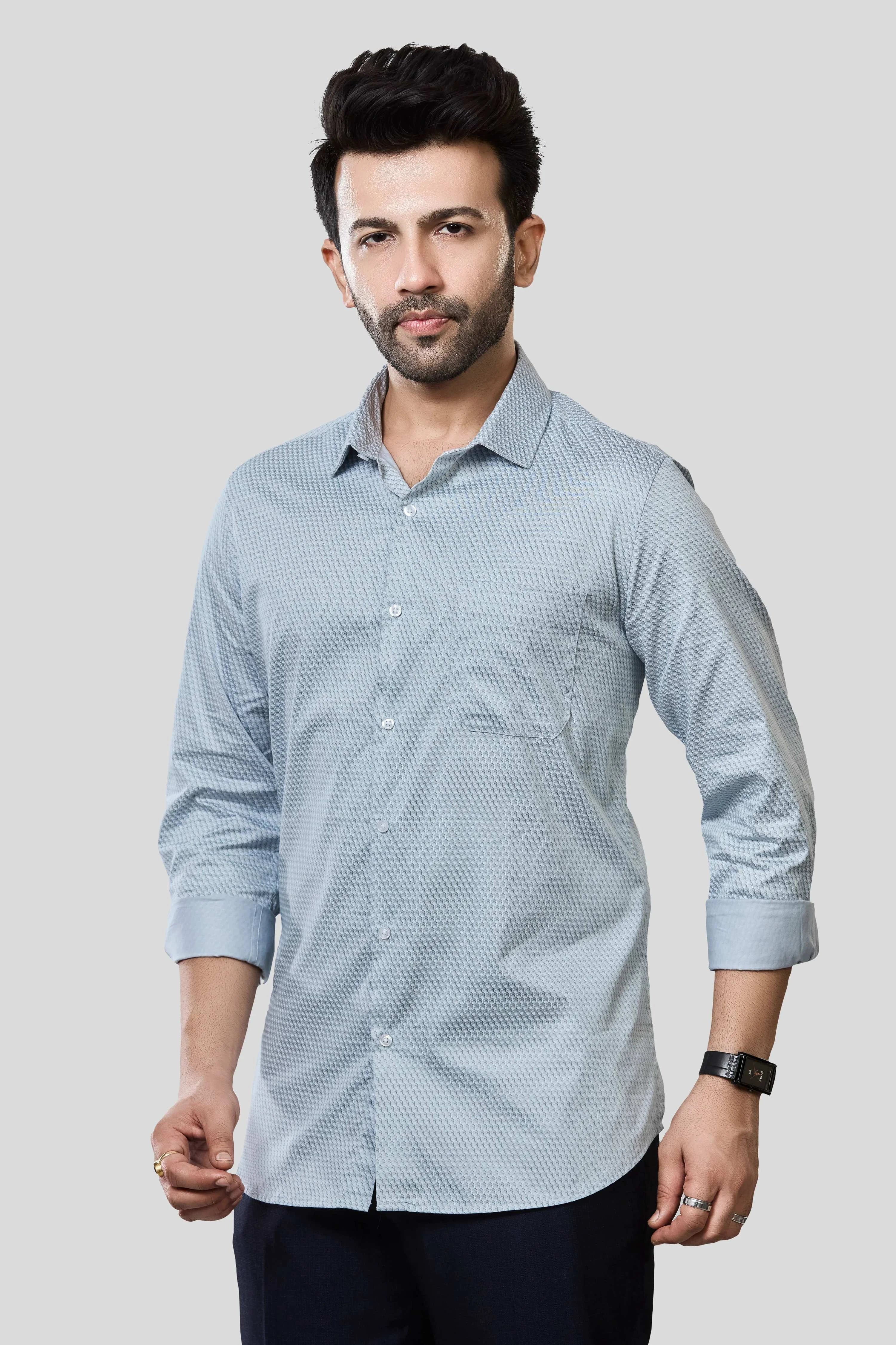Jonesburg Men's Printed Slim Fit Formal Shirt