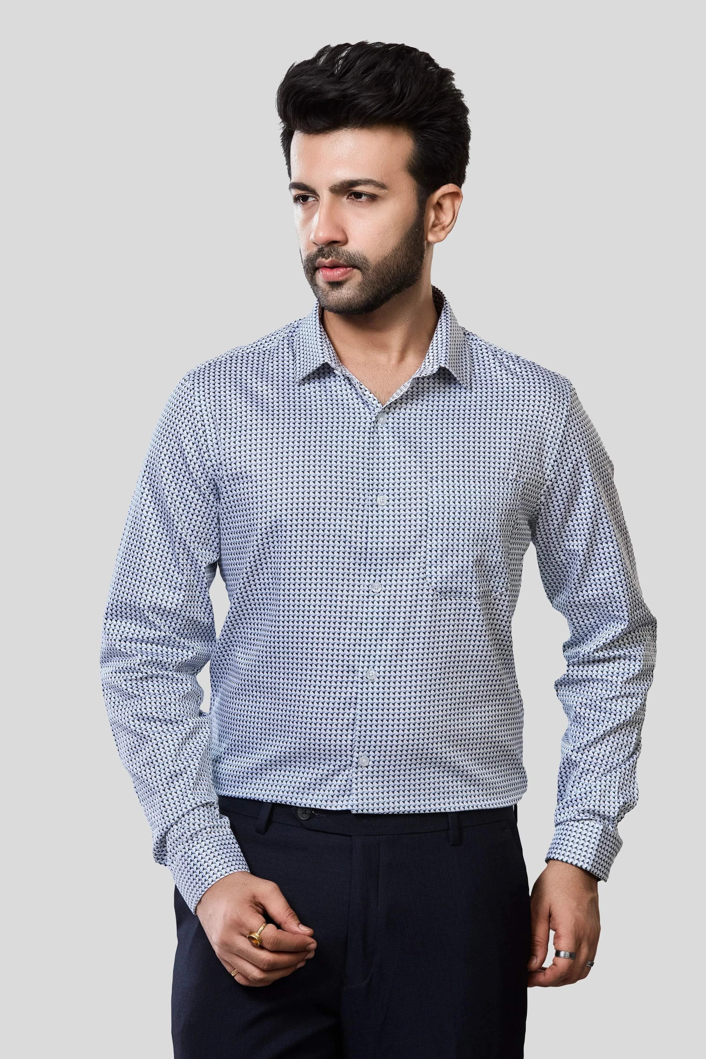 Jonesburg Men's Printed Slim Fit Formal Shirt