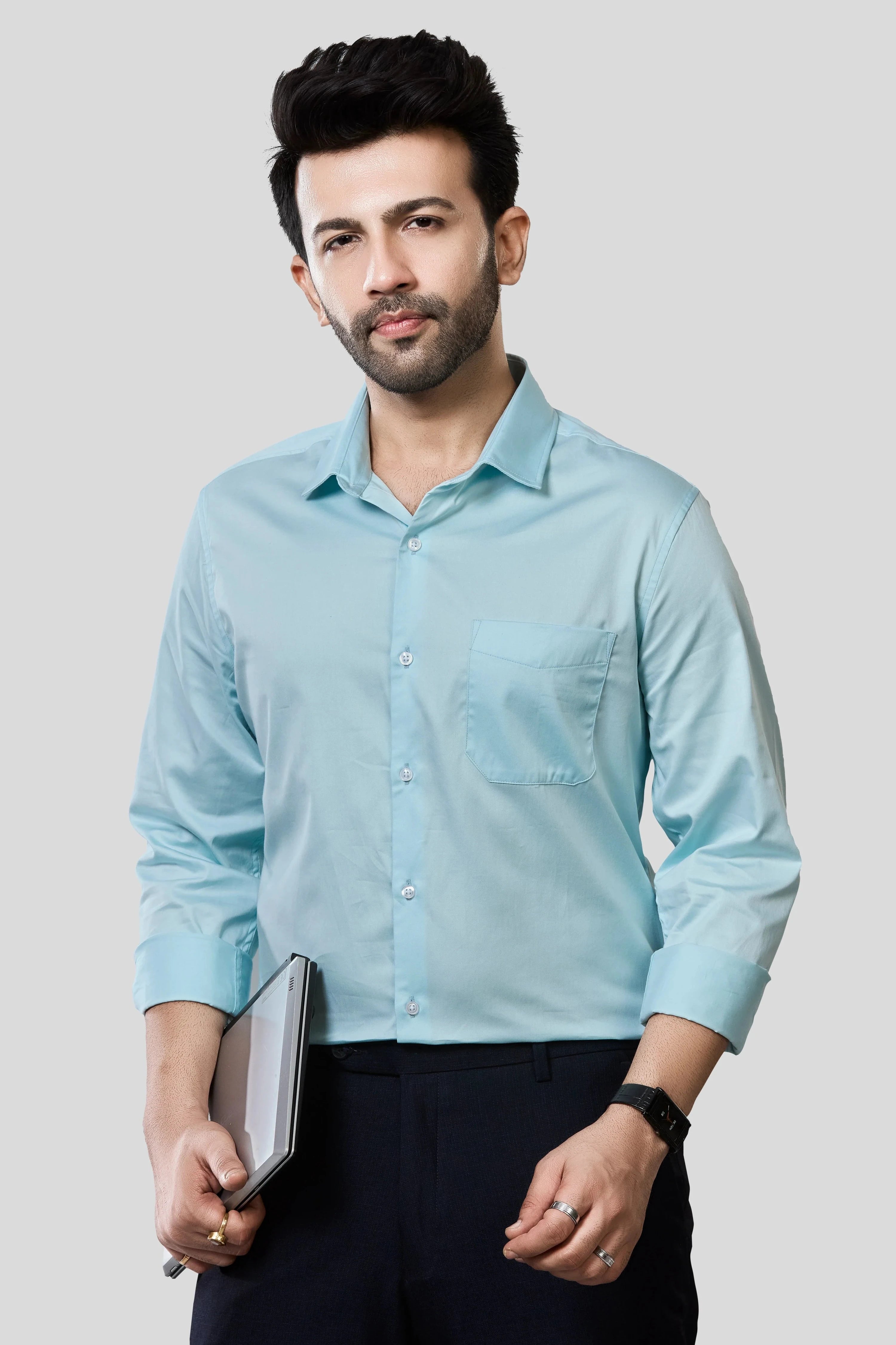 Jonesburg Men's Solid Slim Fit Formal Shirt