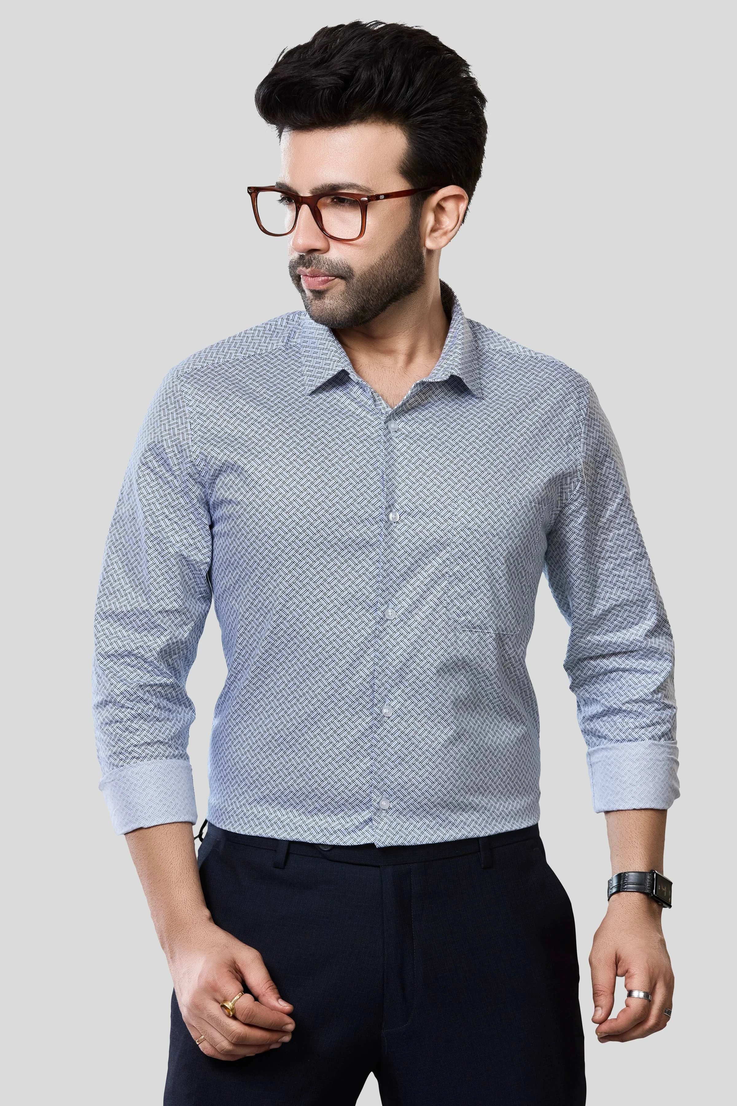 Jonesburg Men's Printed Slim Fit Formal Shirt