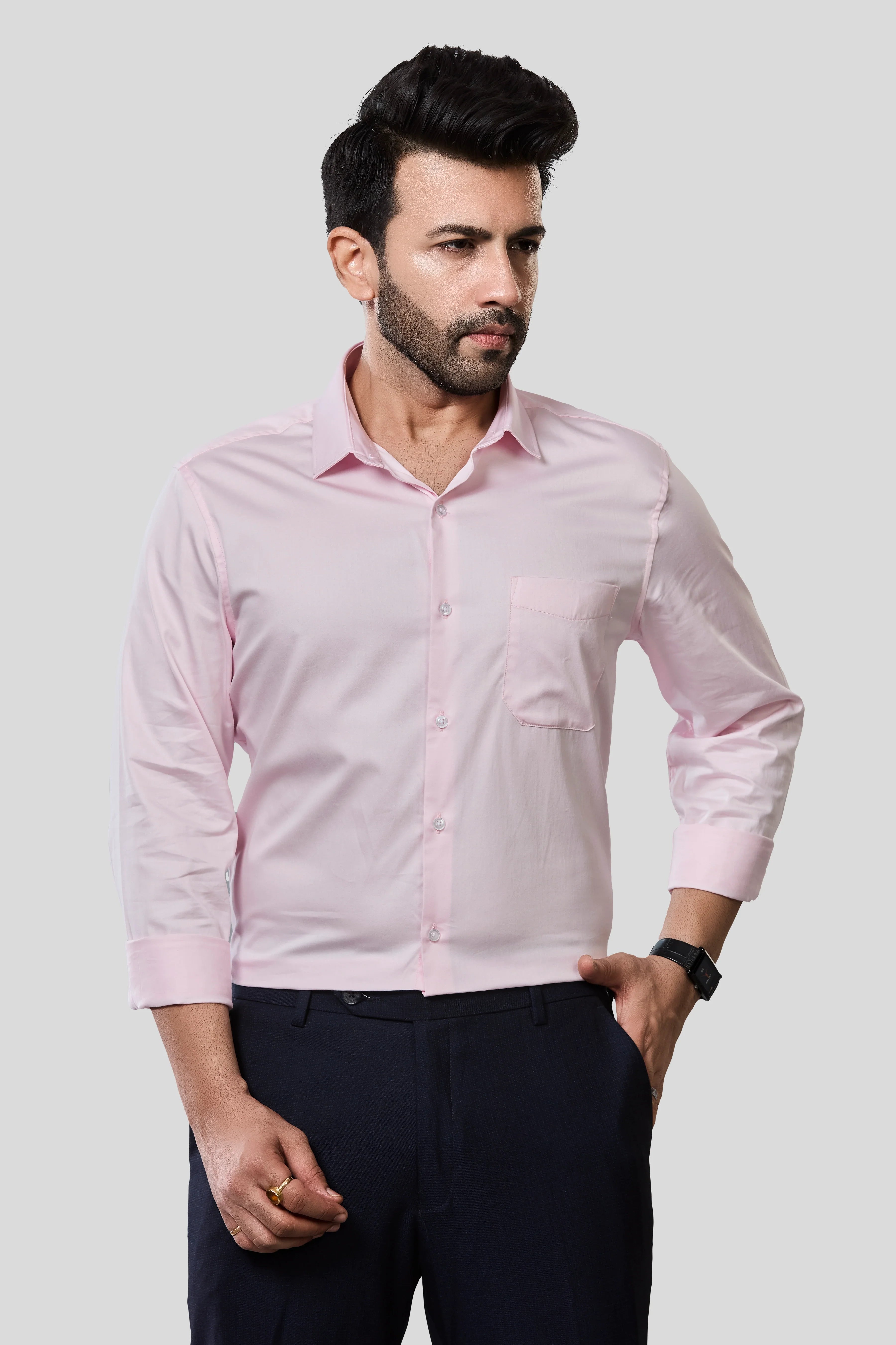 Jonesburg Men's Solid Slim Fit Formal Shirt