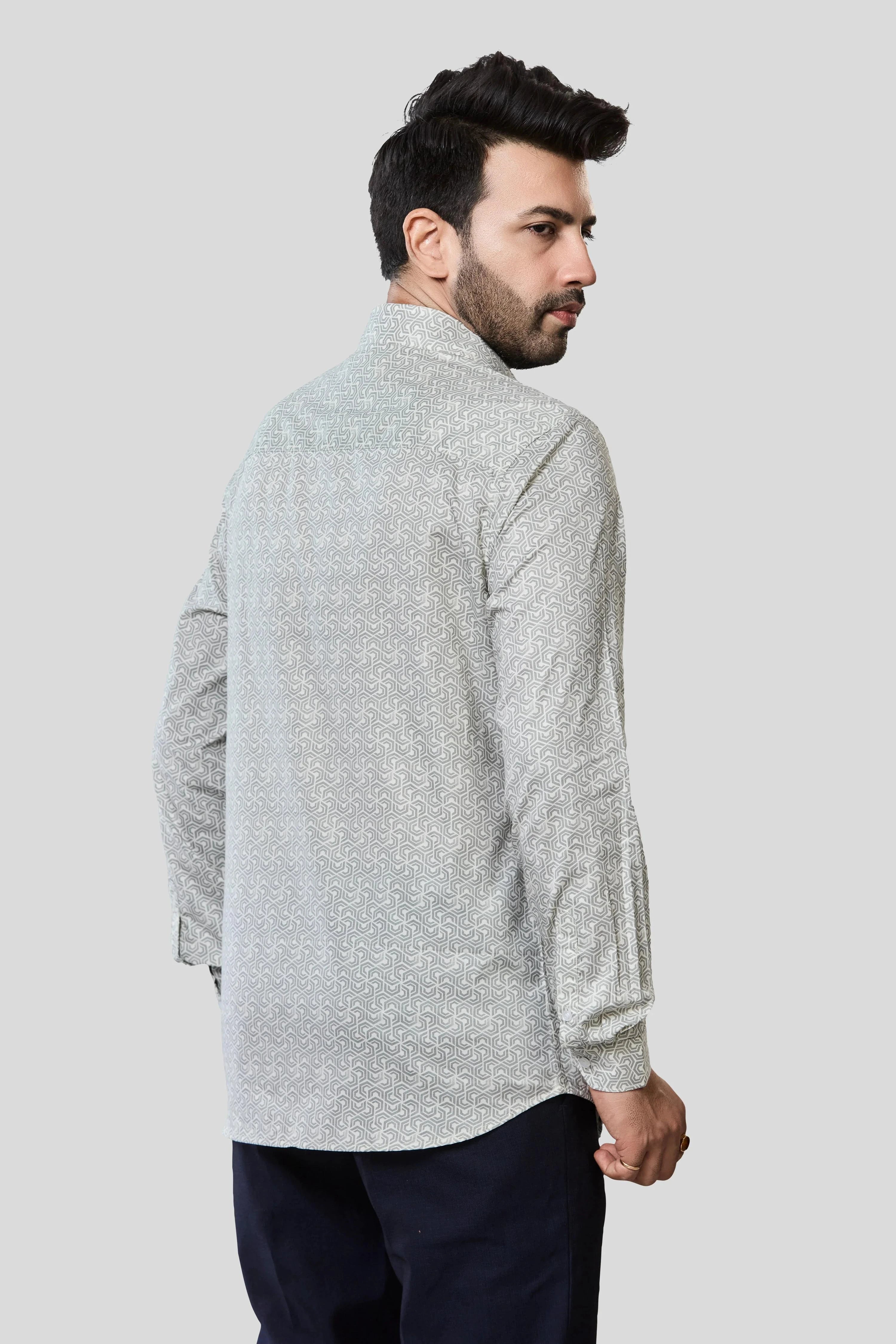 Jonesburg Men's Printed Slim Fit Formal Shirt