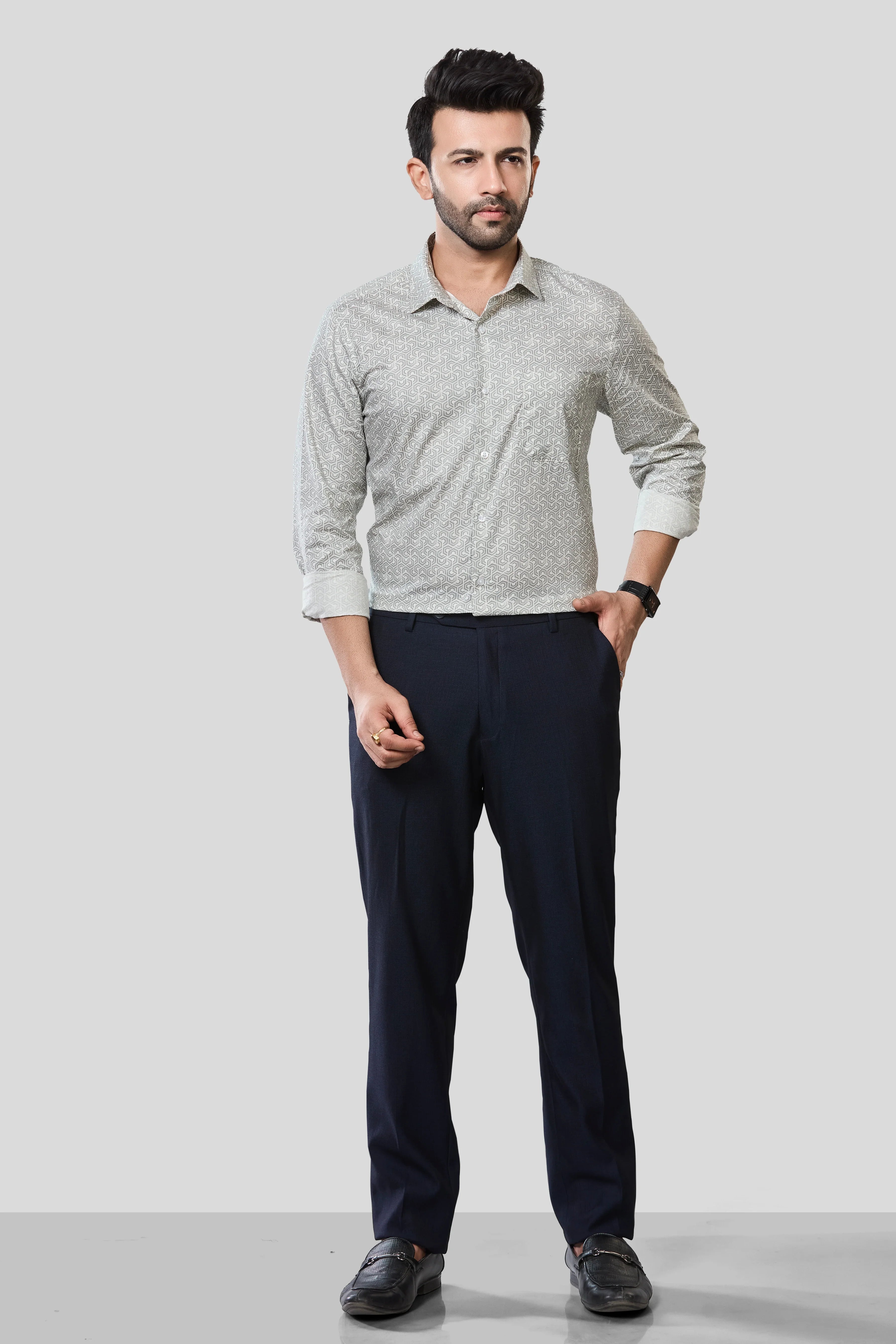 Jonesburg Men's Printed Slim Fit Formal Shirt