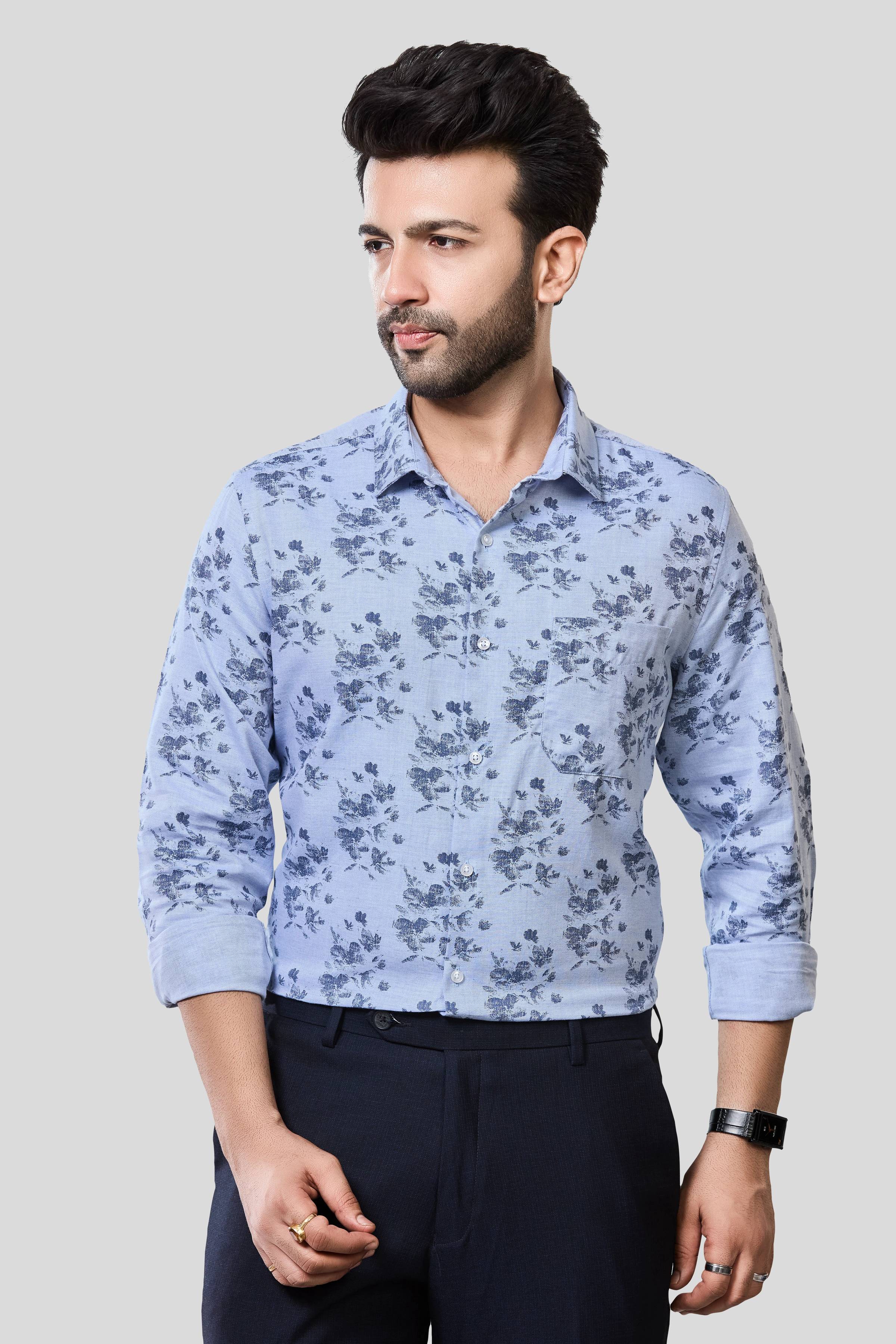 Jonesburg Men's Printed Slim Fit Formal Shirt