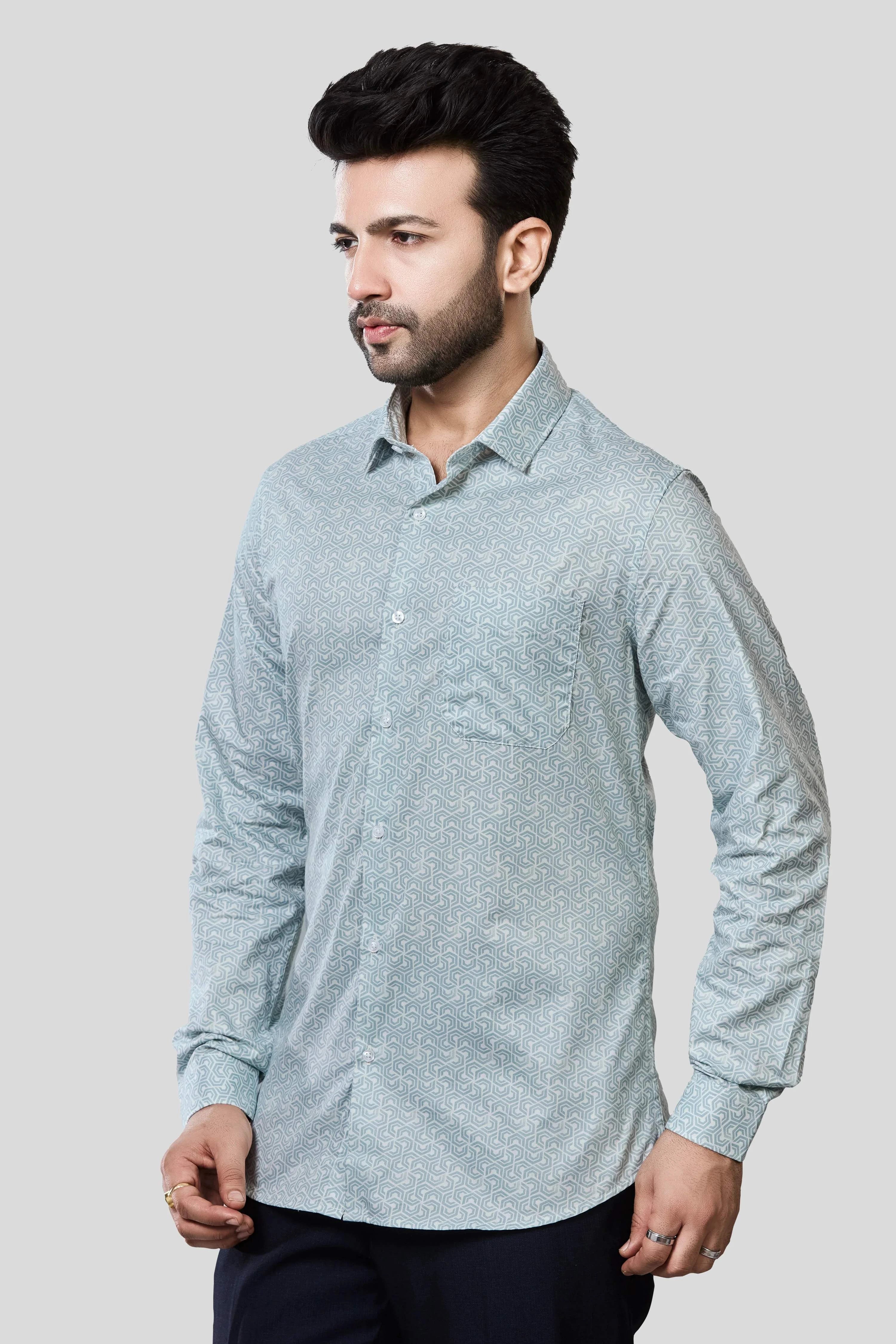 Jonesburg Men's Printed Slim Fit Formal Shirt