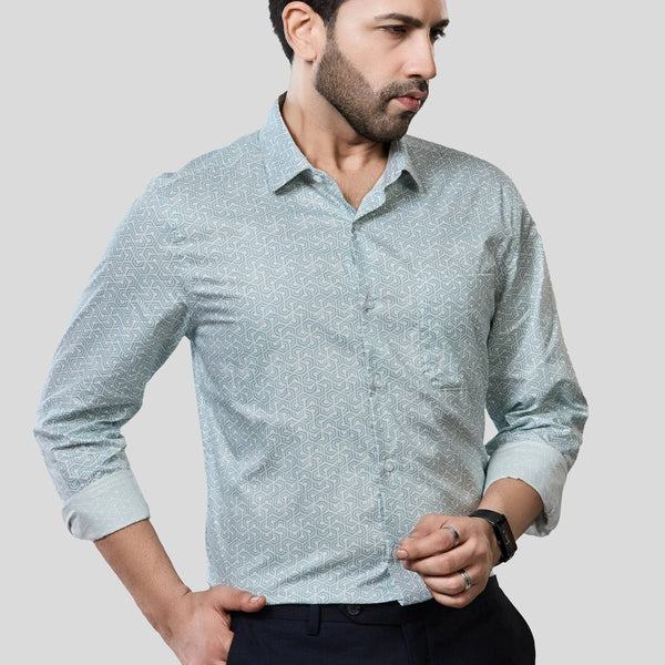 Jonesburg Men's Printed Slim Fit Formal Shirt