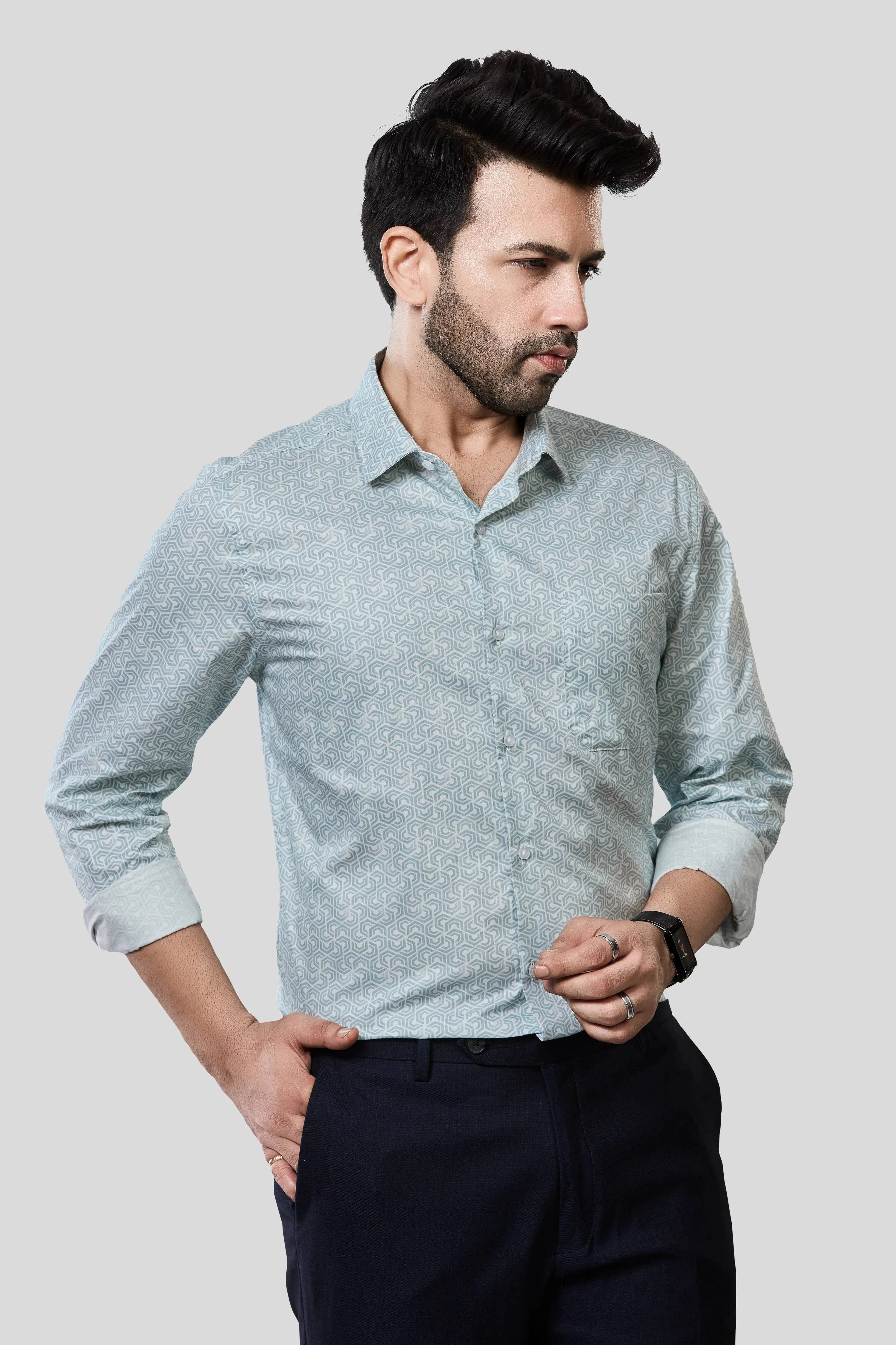 Jonesburg Men's Printed Slim Fit Formal Shirt