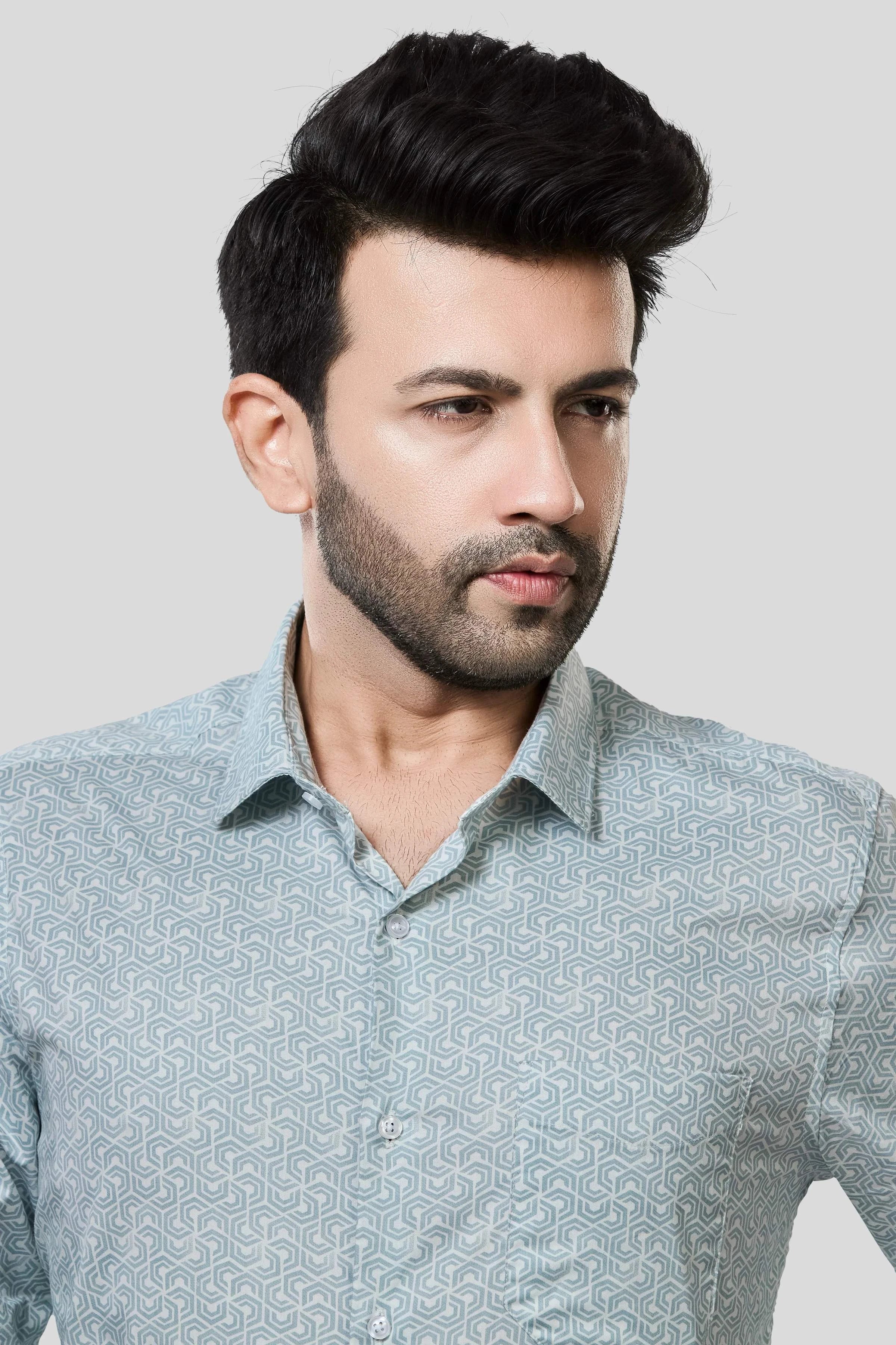 Jonesburg Men's Printed Slim Fit Formal Shirt