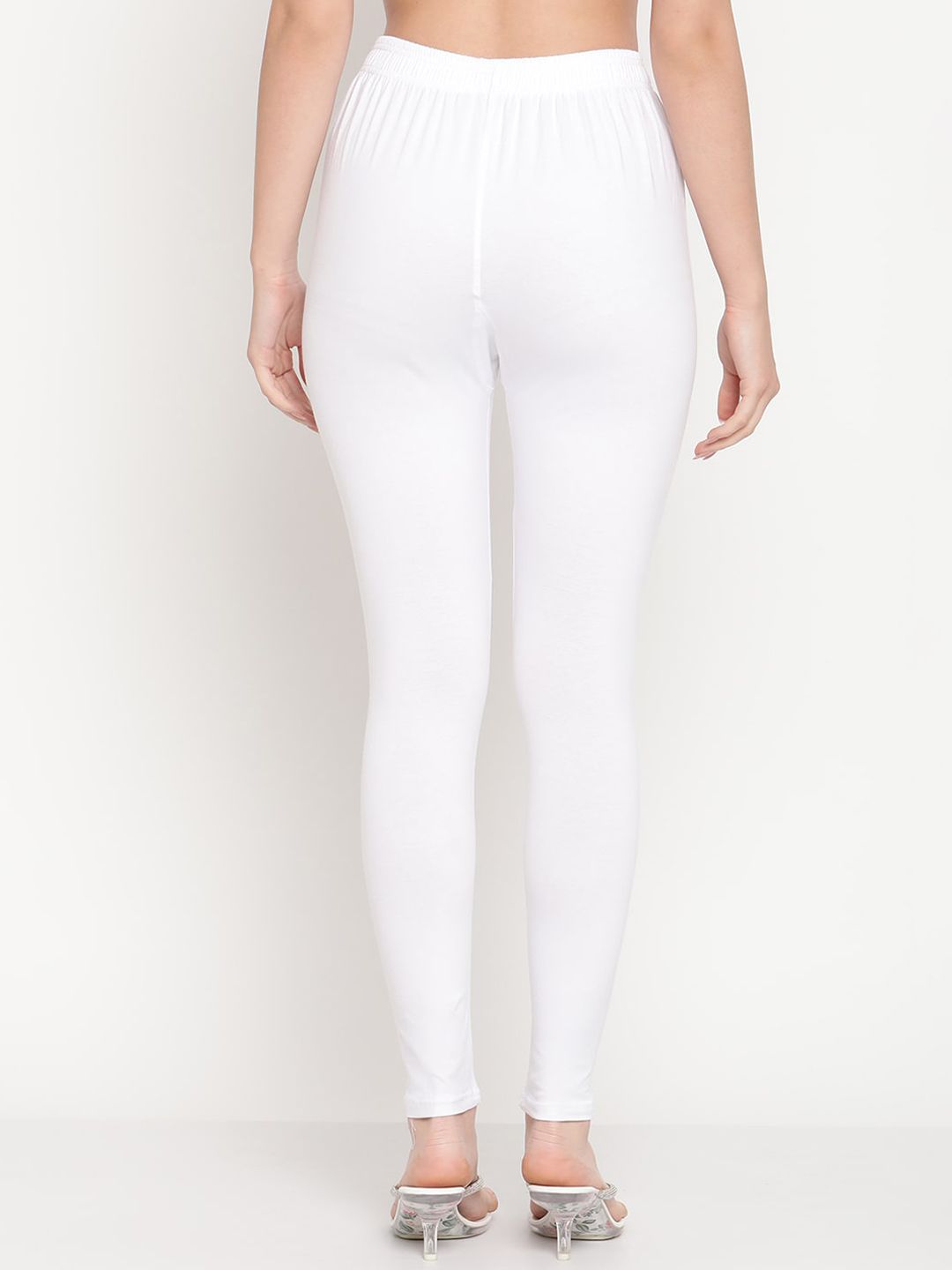 TAG 7 Women Pack Of 2 White & Blue Solid Ankle-Length Leggings - Distacart
