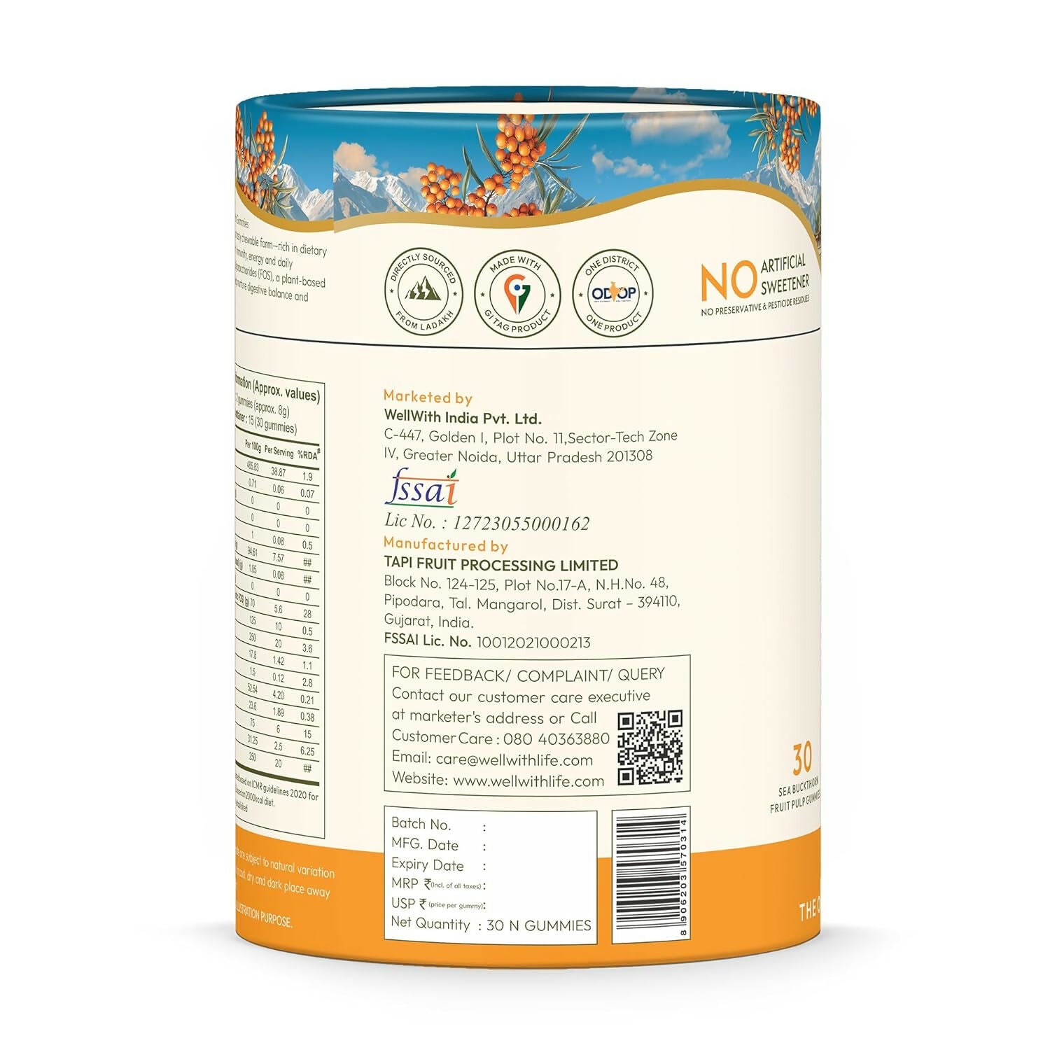Wellwith Sea buckthorn Vitamin C Rich, multivitamin supplement, Immunity Gummies - Distacart