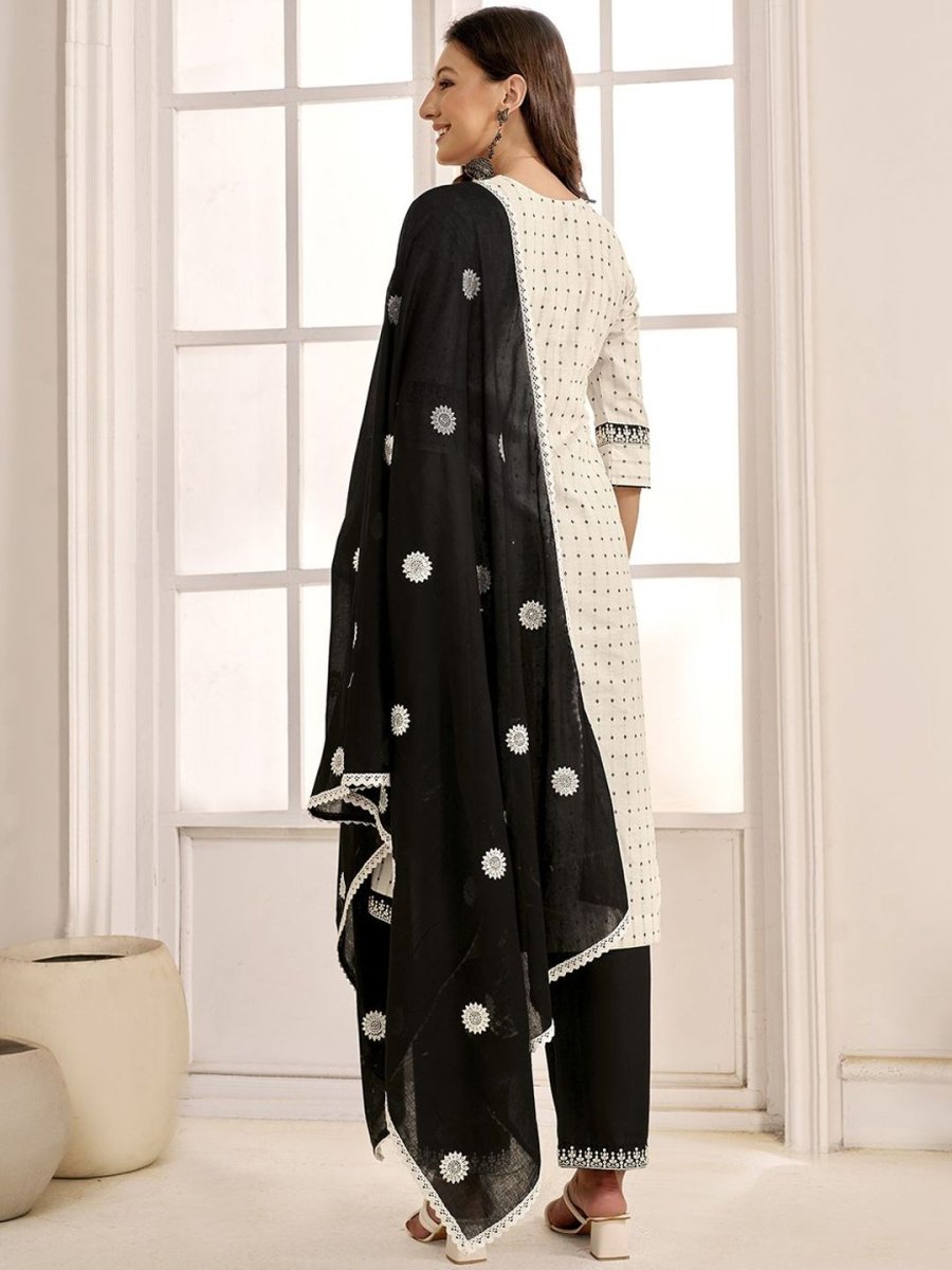 Anouk Women Ethnic Motifs Regular Thread Work Kurta with Palazzos & With Dupatta