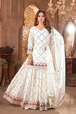 Thumbnail for Yash Enterprise White Chinon Silk Embroidery Party Wear Suit Set