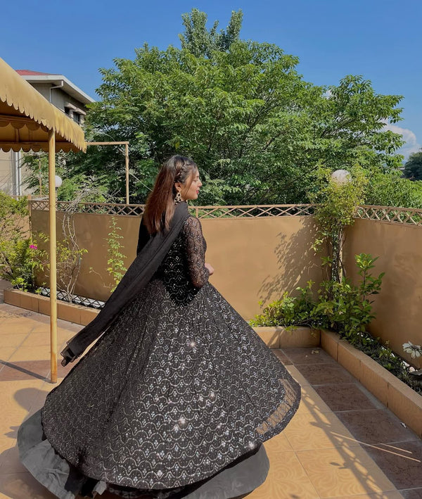 Yash Enterprise Black Fux Georgett Party Wear Salwar Suit