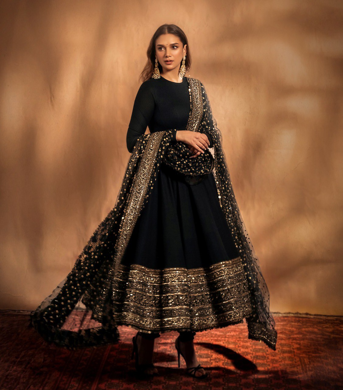 Yash Enterprise Black Rayon Cotton Embroidery Zari Sequins-Work Suit Set
