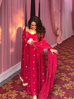 Thumbnail for Yash Enterprise Red Fendy Silk Party Wear Embroidery Suit Set - Distacart