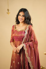 Thumbnail for Yash Enterprise Light Orange Cosmo Silk Embroidery Suit Set