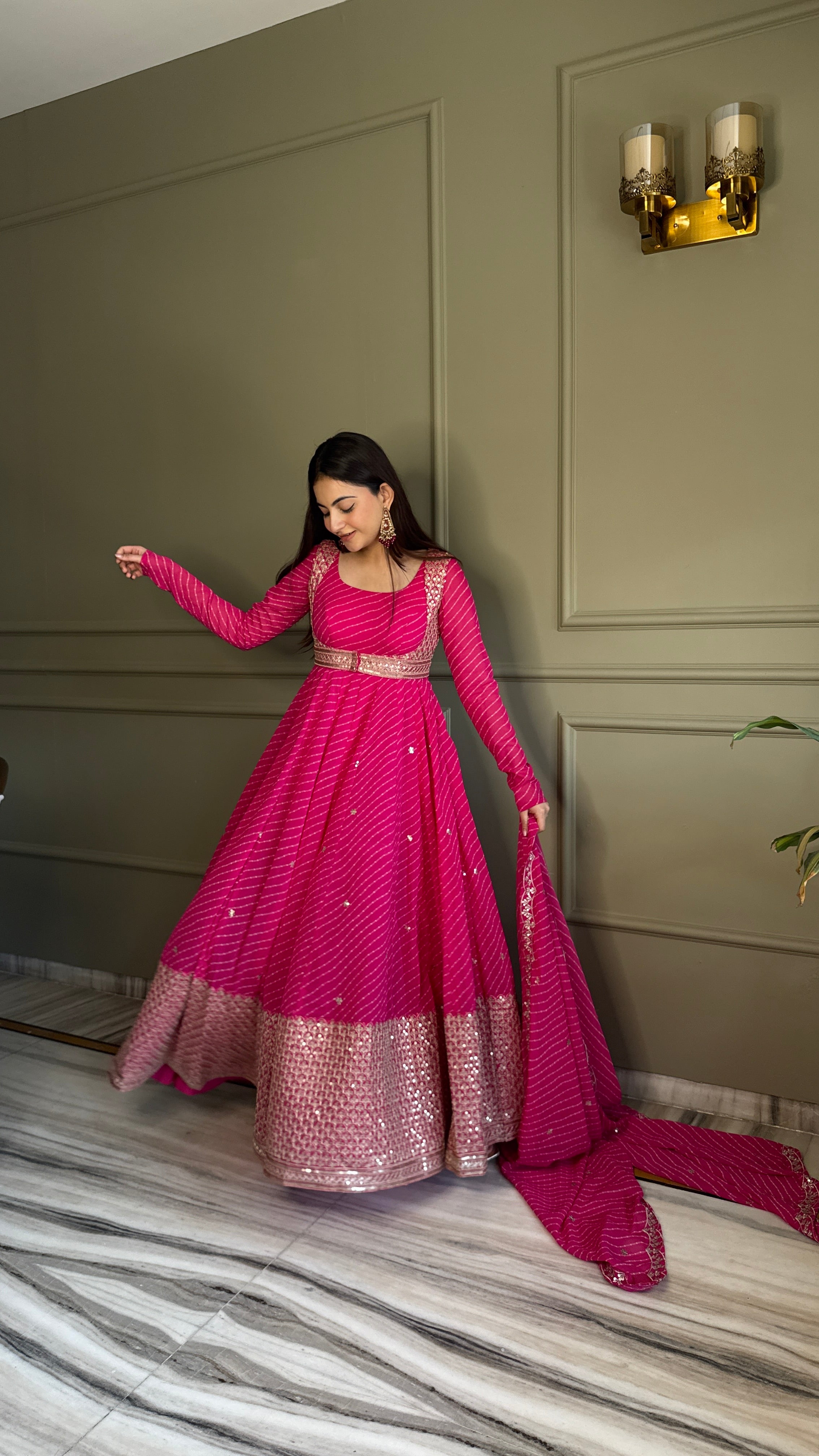 Yash Enterprise Pink Georgette Party Wear Embroidery Suit Set - Distacart