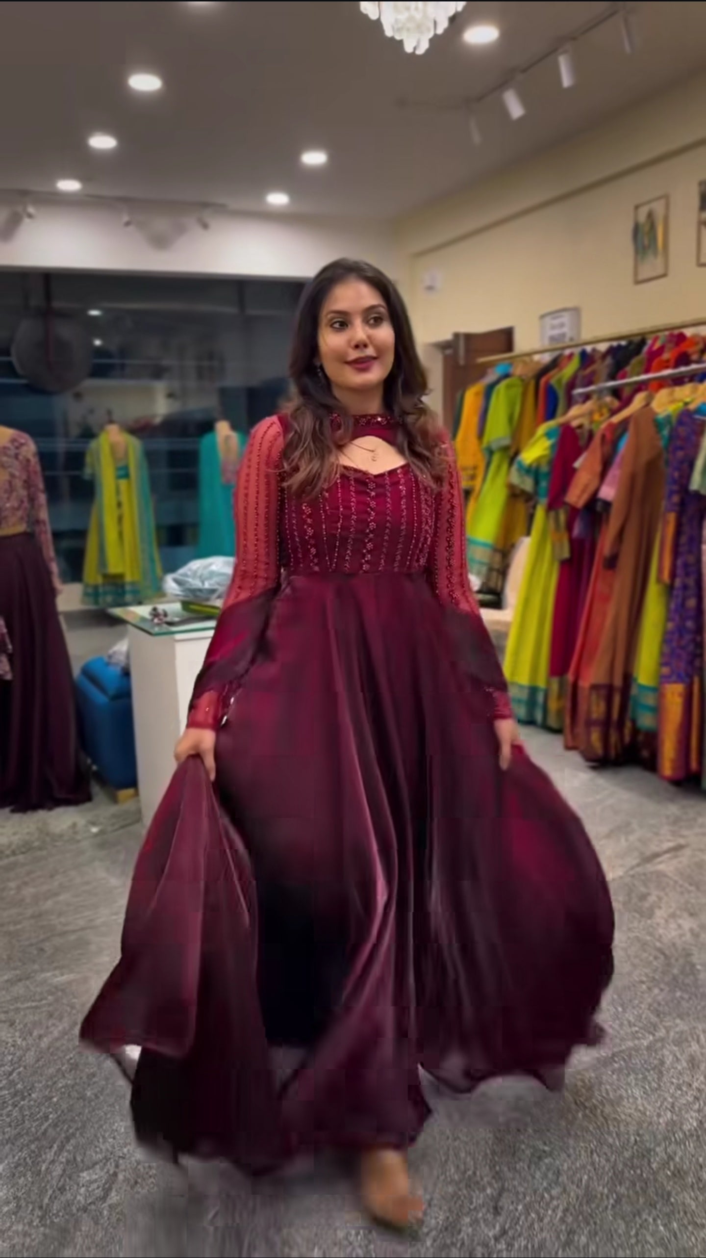 Yash Enterprise Maroon Jimmy Su Embriodery Paty Wear Suit Set