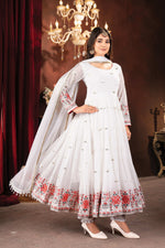 Thumbnail for Yash Enterprise White Faux Blooming Embroidery Party Wear Suit Set