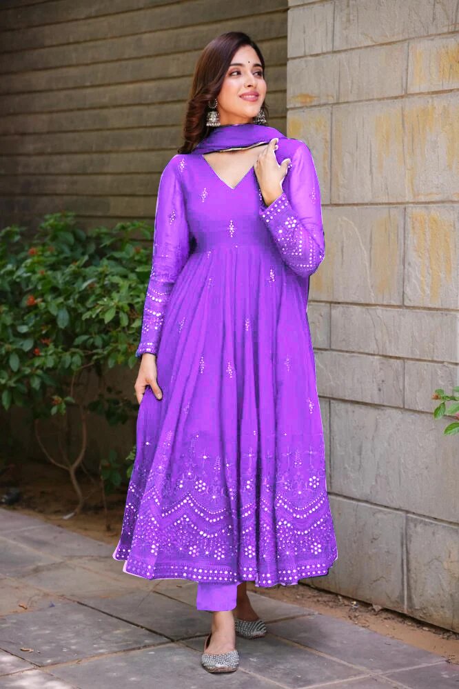 Yash Enterprise Whispering Breeze Georgette Embroidered Suit Set