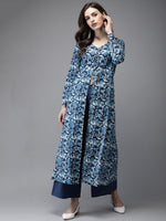 Thumbnail for Anouk Women Navy Blue Printed Kurta with Palazzos - Distacart