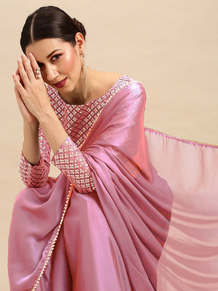 Anouk Sequinned Pure Georgette Saree - Distacart